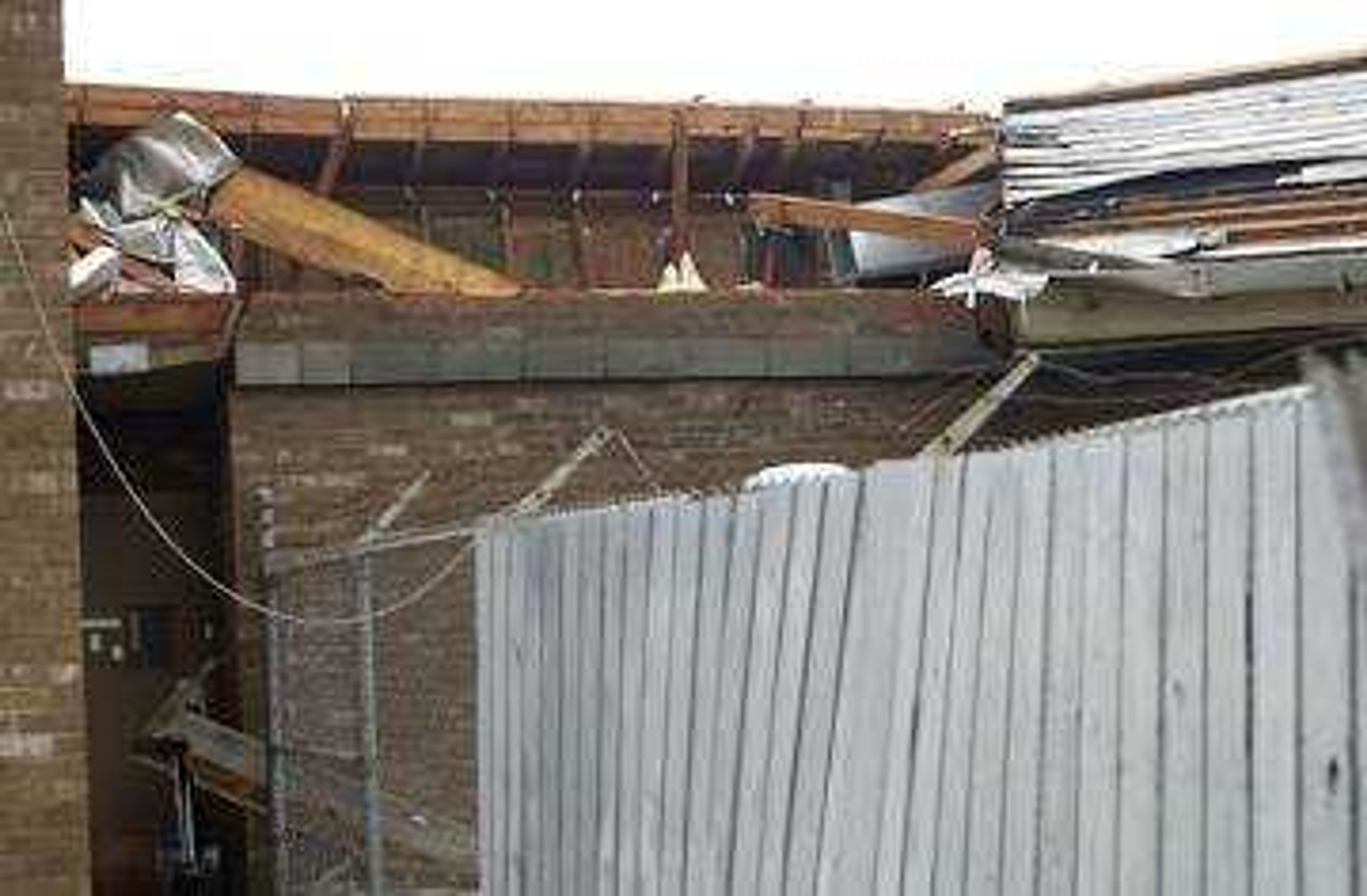 The storm damaged the roof of Jackson's police and fire station.