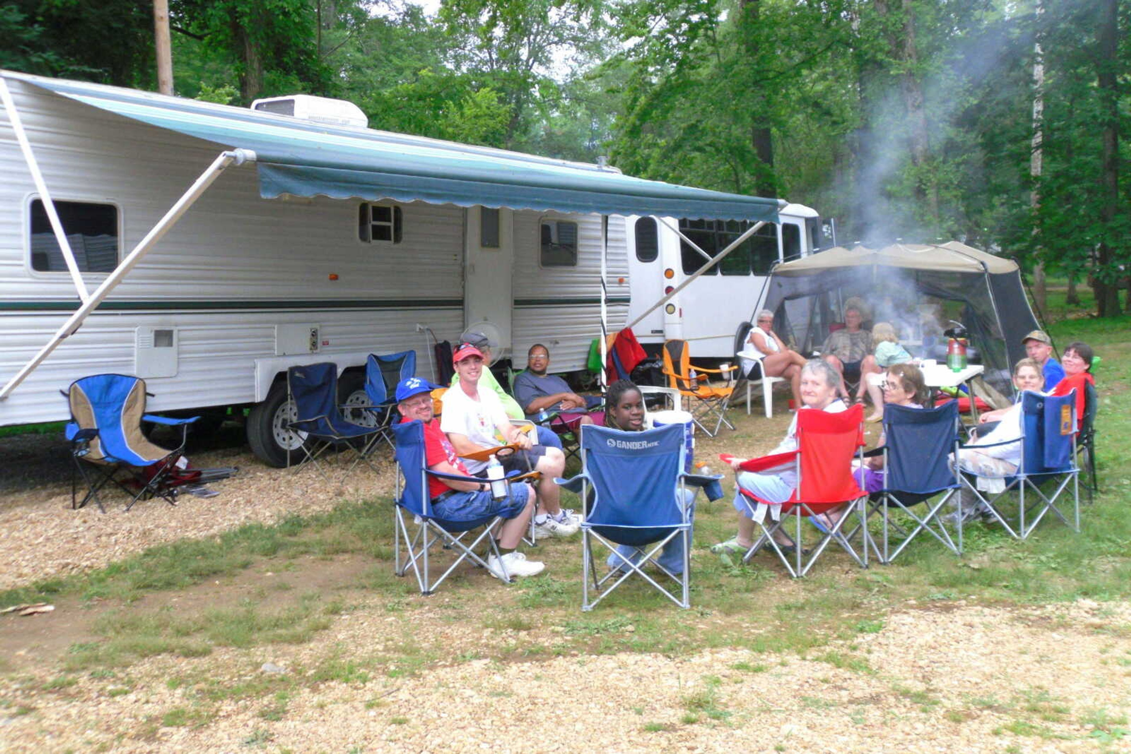 VIP employees spend the weekend camping.