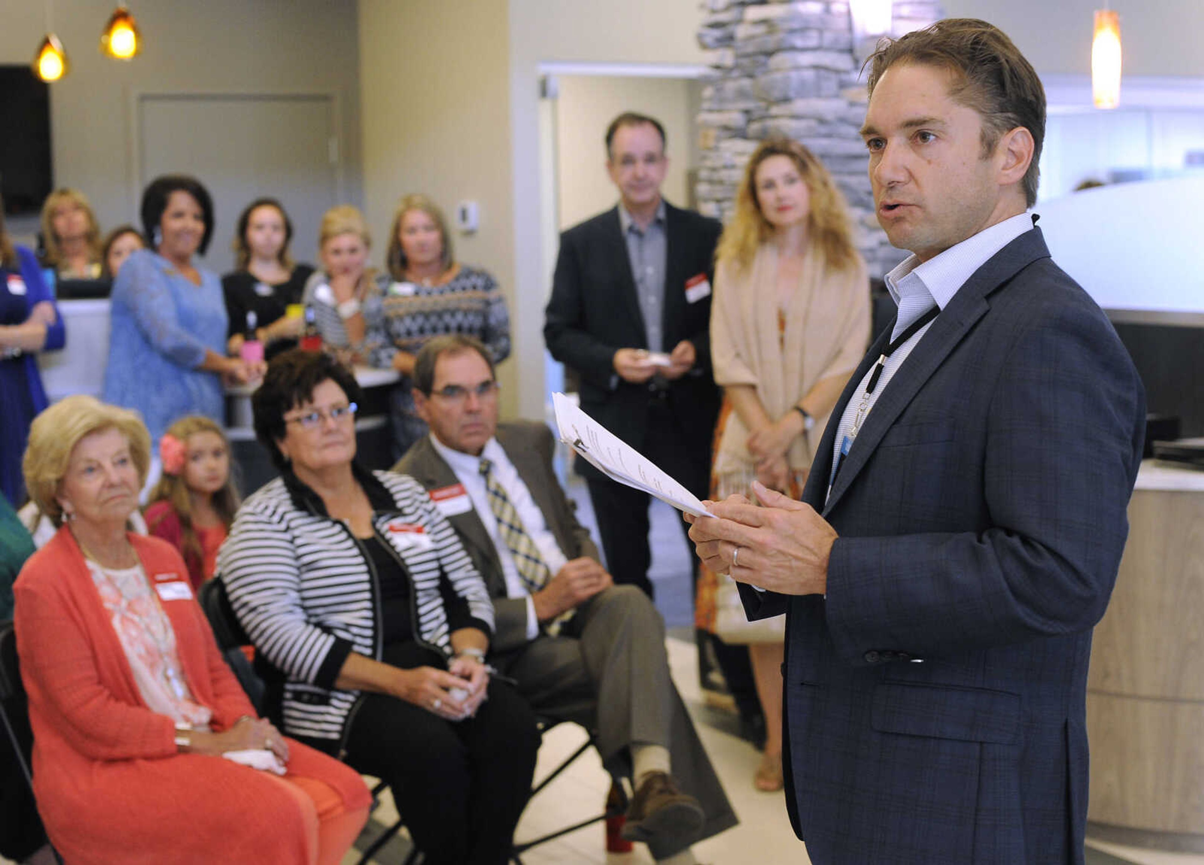 FRED LYNCH ~ flynch@semissourian.com
Jon K. Rust, publisher of the Southeast Missourian and co-president of Rust Communications, speaks at the Business Today Newsmakers awards reception Wednesday, Sept. 6, 2017 at First Midwest Bank in Cape Girardeau.