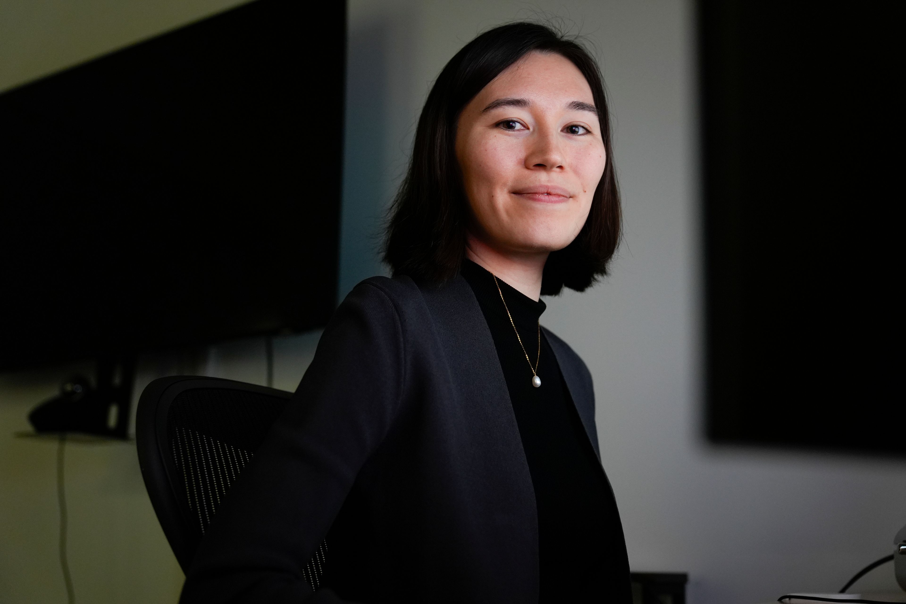 Assistant professor of information science Allison Koenecke, an author of a recent study that found hallucinations in a speech-to-text transcription tool, sits for a portrait in her office at Cornell University in Ithaca, N.Y., Friday, Feb. 2, 2024. (AP Photo/Seth Wenig)