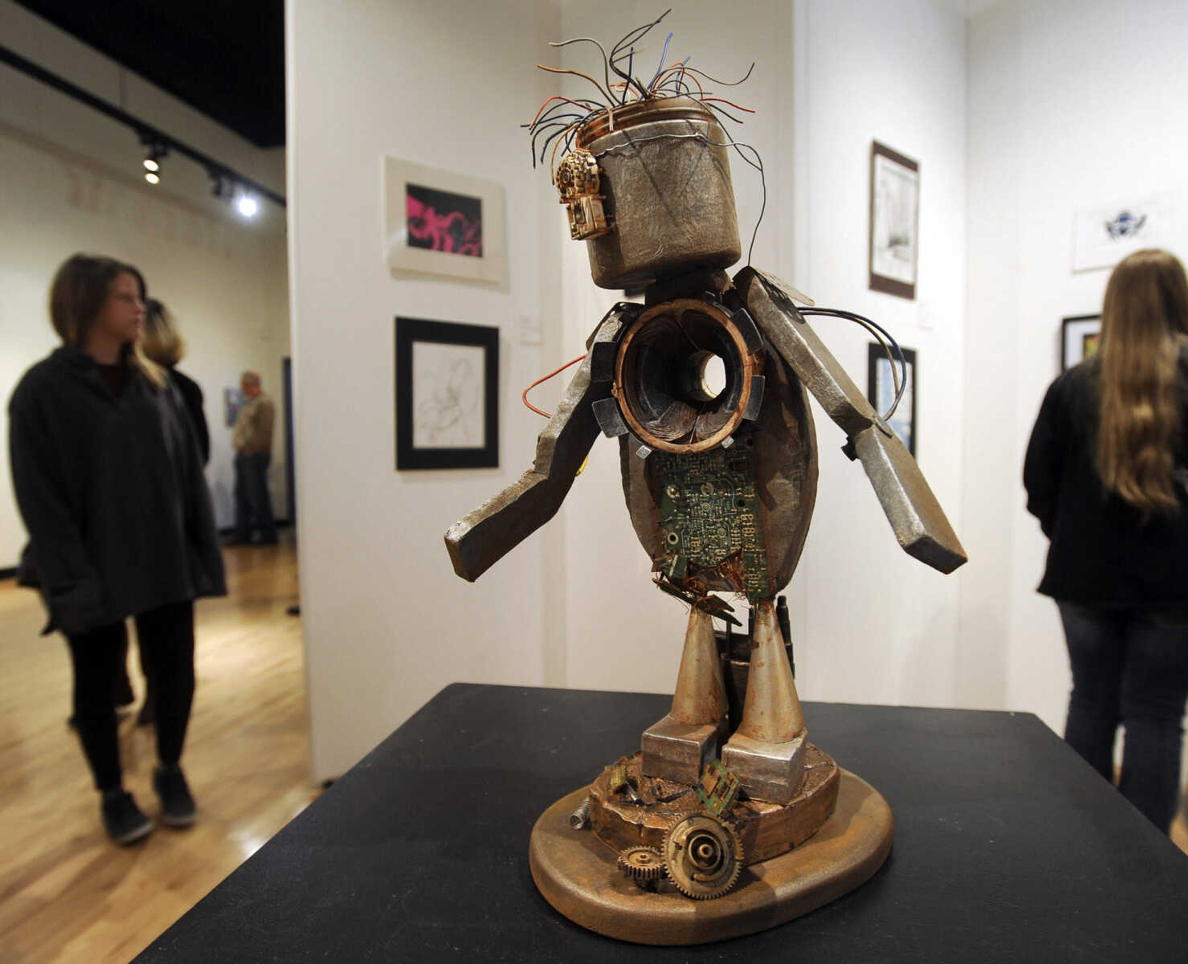 FRED LYNCH ~ flynch@semissourian.com
"Robot" by Cameron Polley, of Bell City High School, seen Sunday, Feb. 8, 2015, received first place for sculpture in the 37th annual High School Art Exhibition at the River Campus.