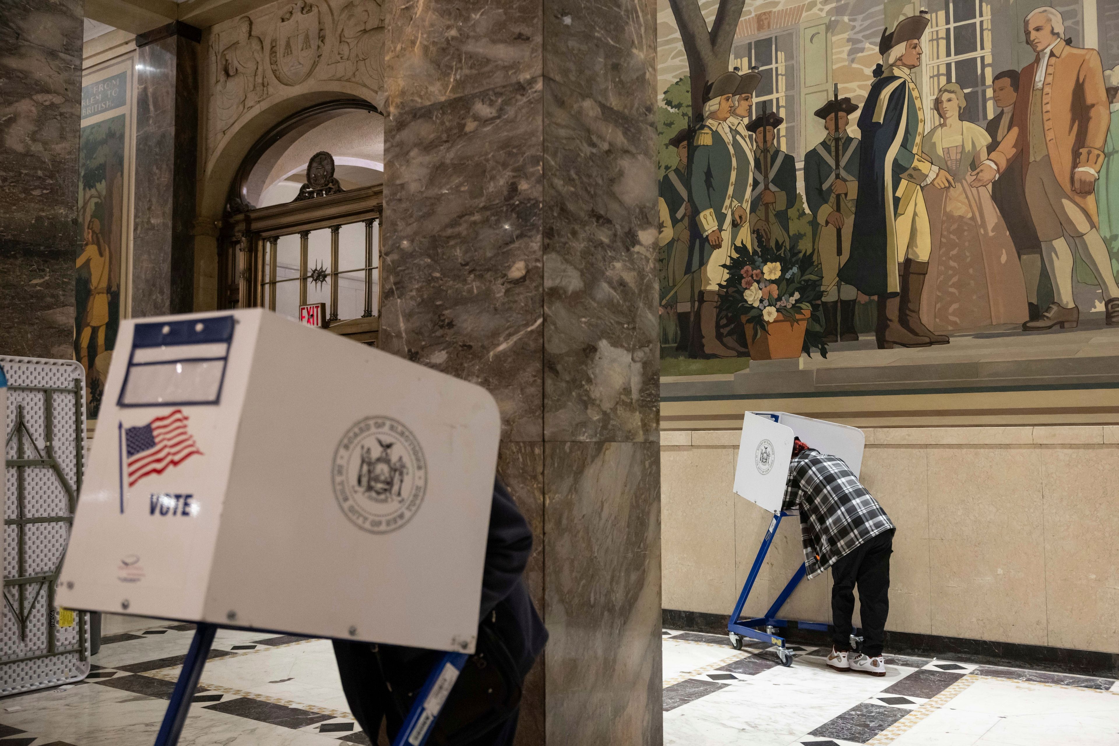 Voters cast their ballots at the Bronx County Supreme Court in New York on Election Day, Tuesday, Nov. 5, 2024. (AP Photo/Yuki Iwamura)