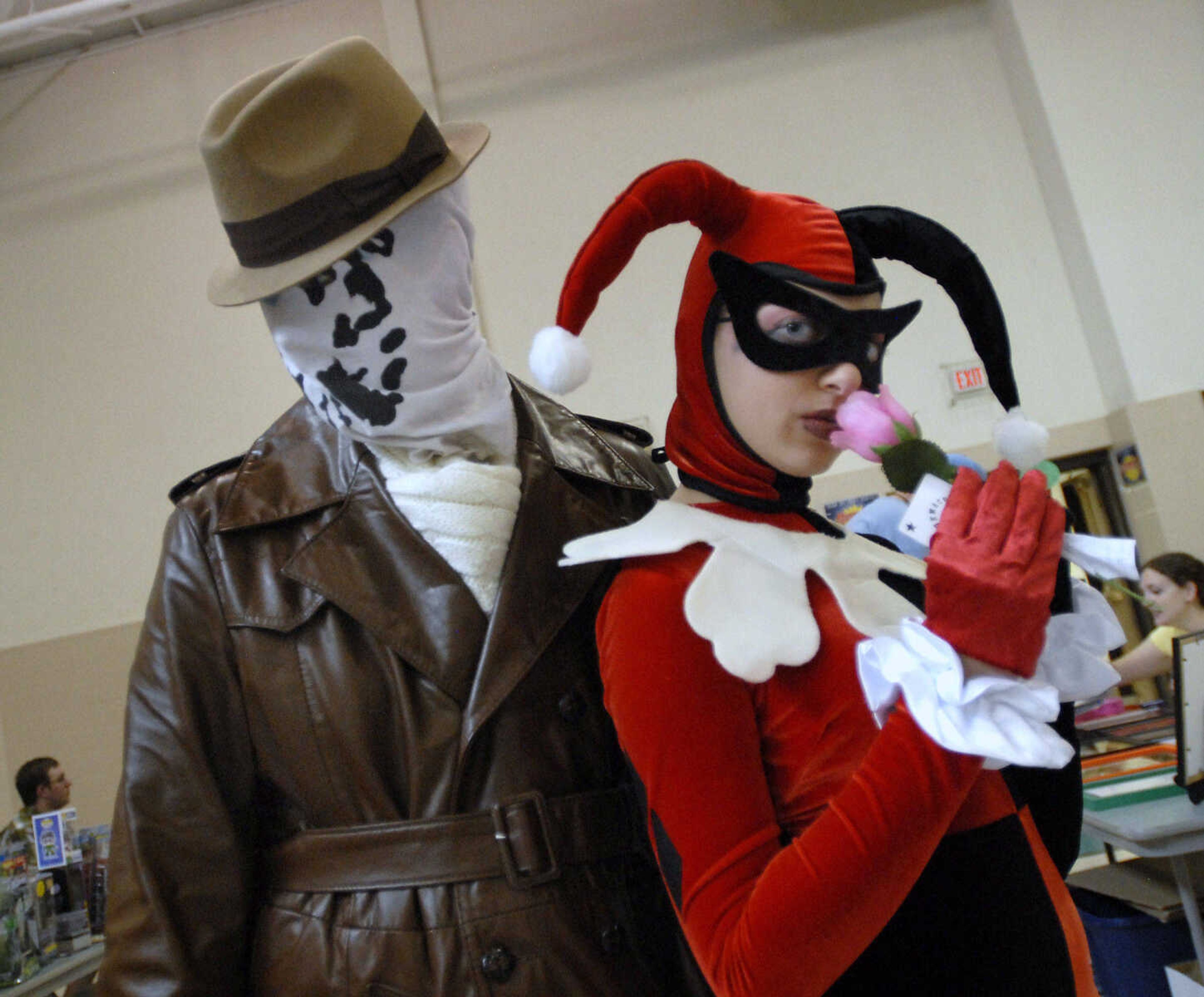 KRISTIN EBERTS ~ keberts@semissourian.com

Kevin Carter, as Rorschach, and Amanda Bruns as Harley Quinn, pose during the sixth annual Cape Comic Con on Saturday, June 25, 2011, at the Osage Centre in Cape Girardeau.