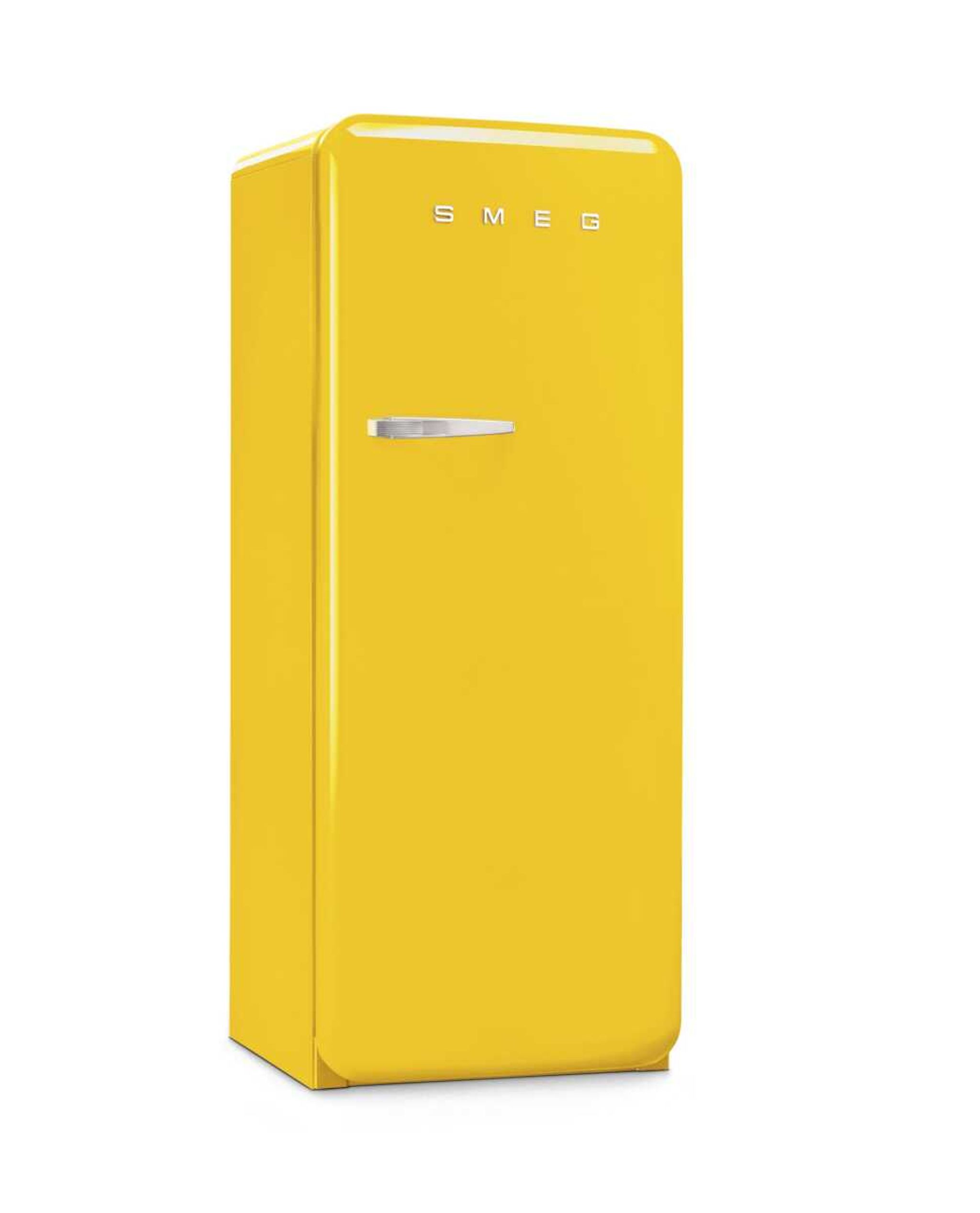 This photo provided by SMEG USA shows one of their yellow fridges. If you're keen to take a bigger leap into yellow beyond just paint or accessories, consider appliances. SMEG has a suite of stoves, range hoods and fridges in the hue; paired with neutral colors, stone and wood, the look is upbeat and uber cool.