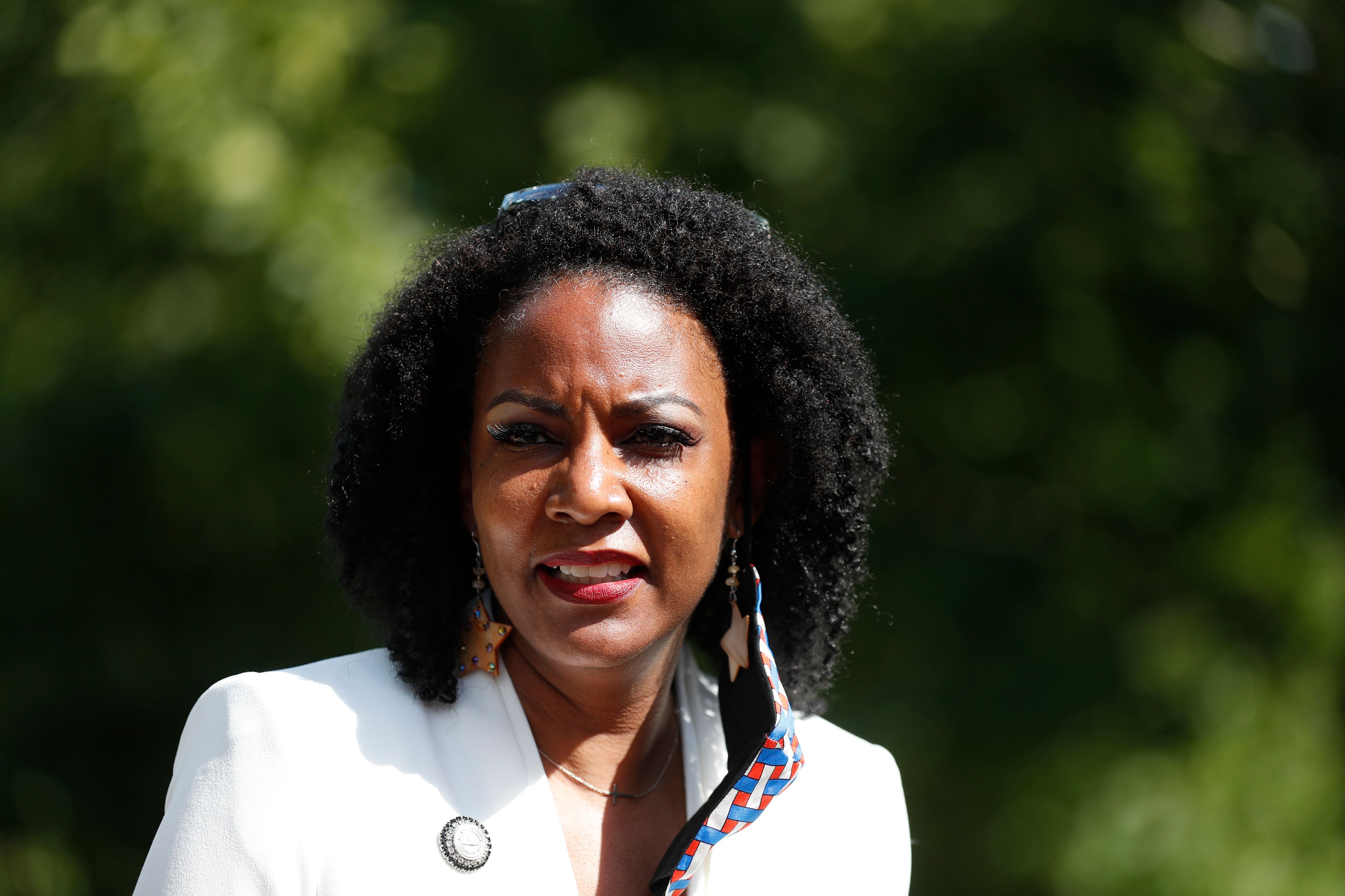 FILE - Tishaura Jones speaks during a news conference on Aug. 5, 2020, in St. Louis. The first Black woman to lead the city of St. Louis has worked to end its “arrest and incarcerate” model of policing and place more emphasis on social service programs to help the neighborhoods with the highest crime rates.(AP Photo/Jeff Roberson)