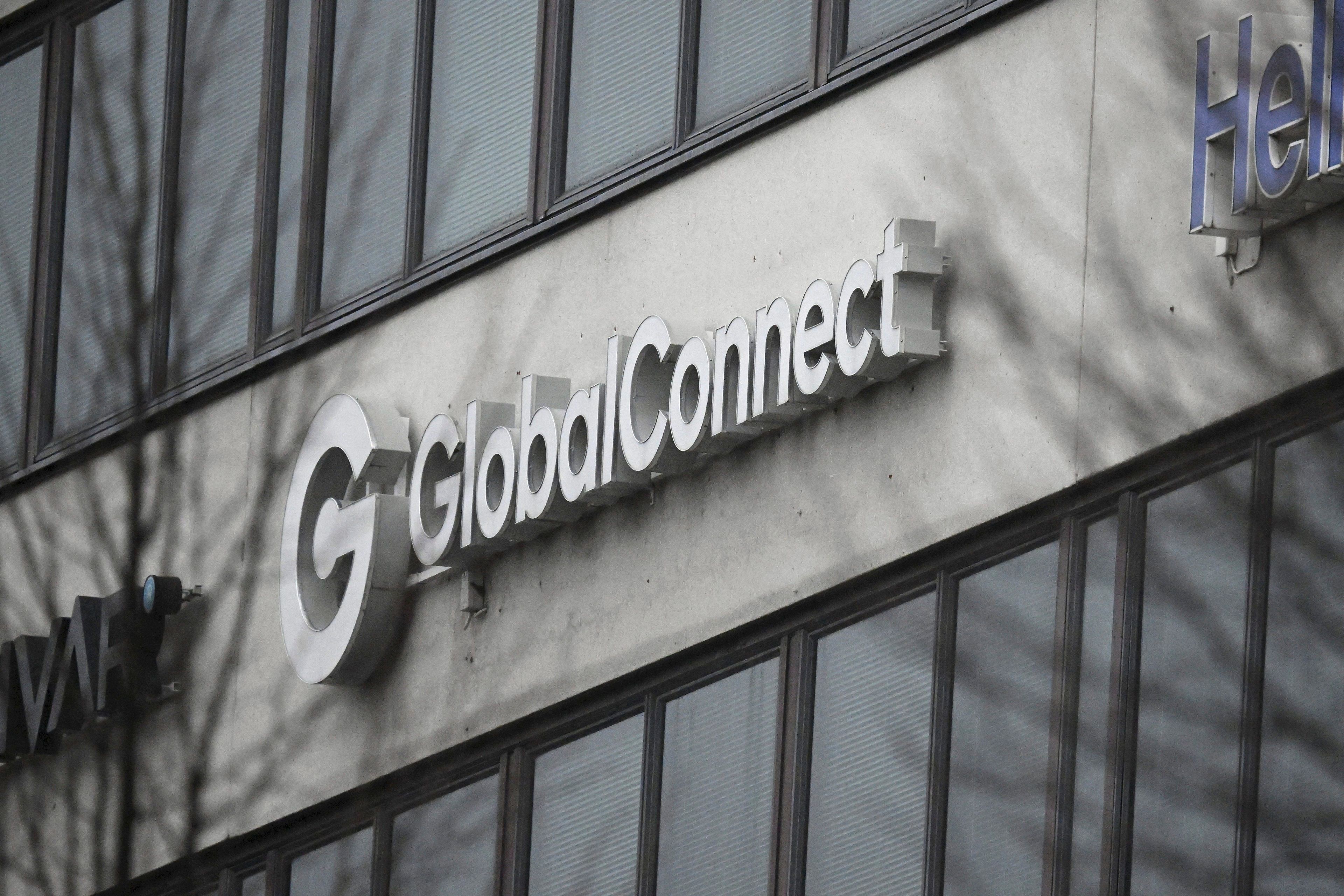 The logo of the Swedish digital infrastructure provider GlobalConnect is pictured in Vantaa, Finland, Tuesday, Dec. 3, 2024. (Markku Ulander/Lehtikuva via AP)