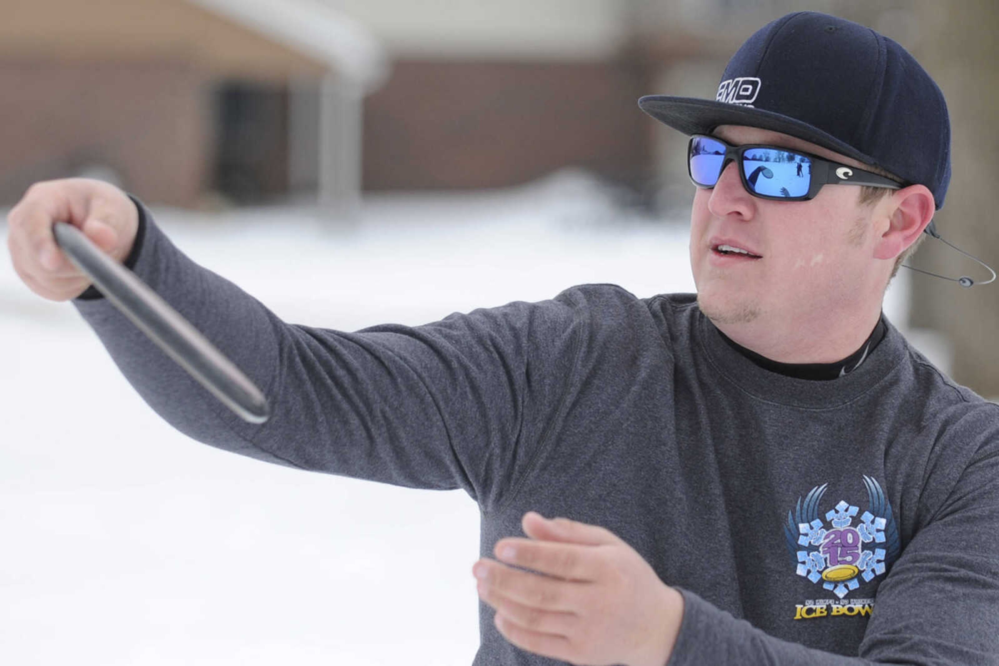 GLENN LANDBERG ~ glandberg@semissourian.com


Ronnie Colle, tournament director winds up for a shot during the 2nd annual Scott City Ice Bowl disc golf tournament Saturday, Feb. 28, 2015 at Scott City Park.