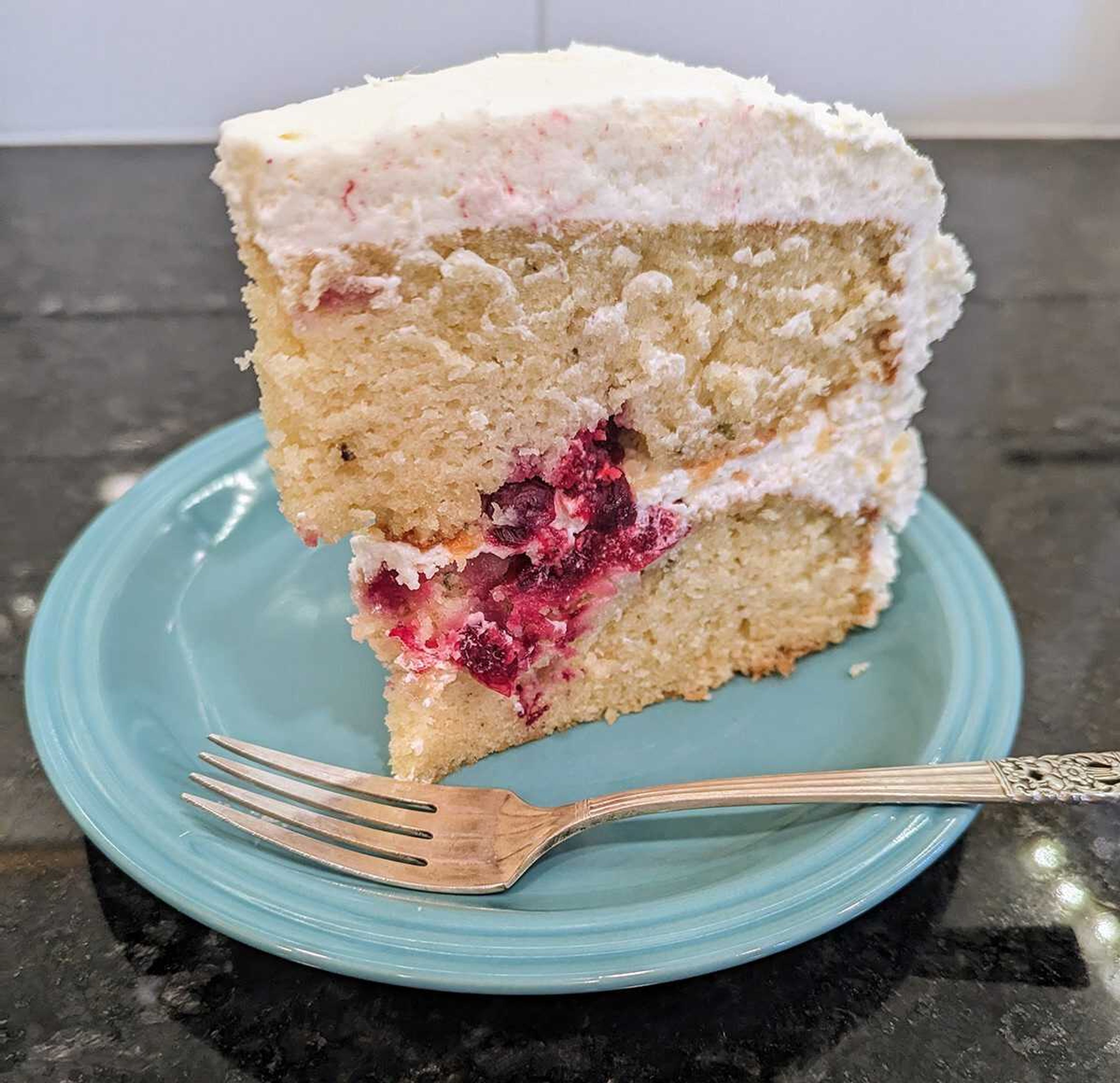 Cranberry orange layer cake with rosemary