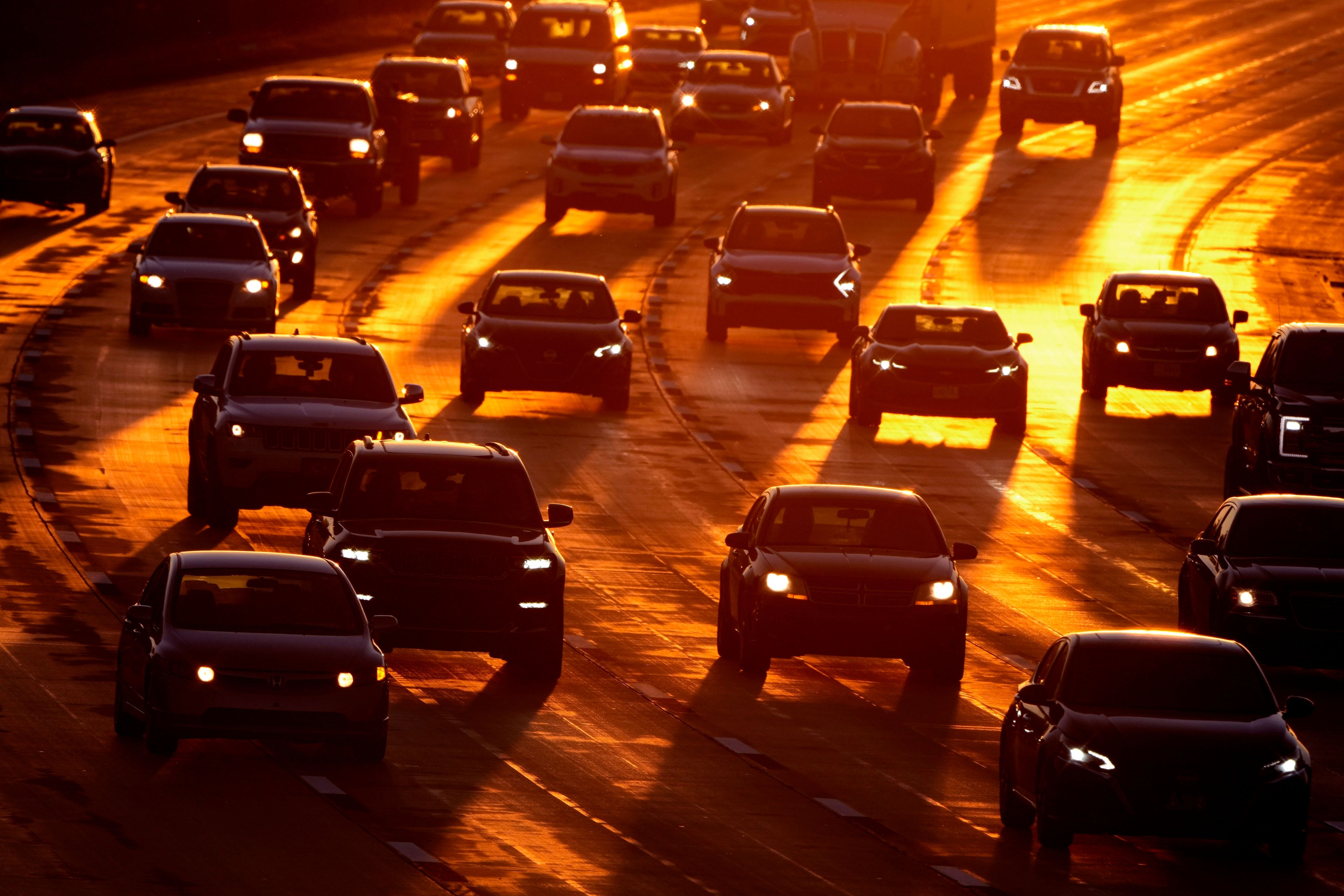 Traffic flows on Interstate 435 on Wednesday, Sept. 25, 2024, in Leawood, Kan. (AP Photo/Charlie Riedel)