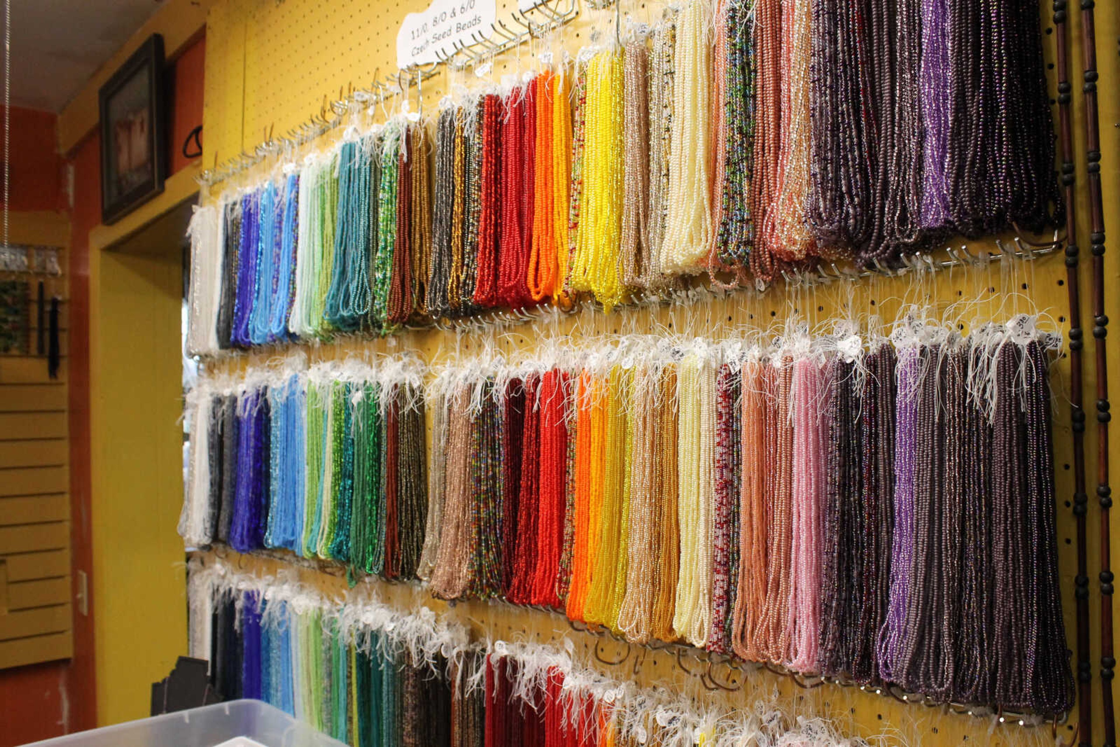 Emily Priddy ~ epriddy@semissourian.com
Strings of colorful seed beads hang from a display Friday, March 10, 2017, at Southpass Beads & Fibers in Cobden, Illinois.