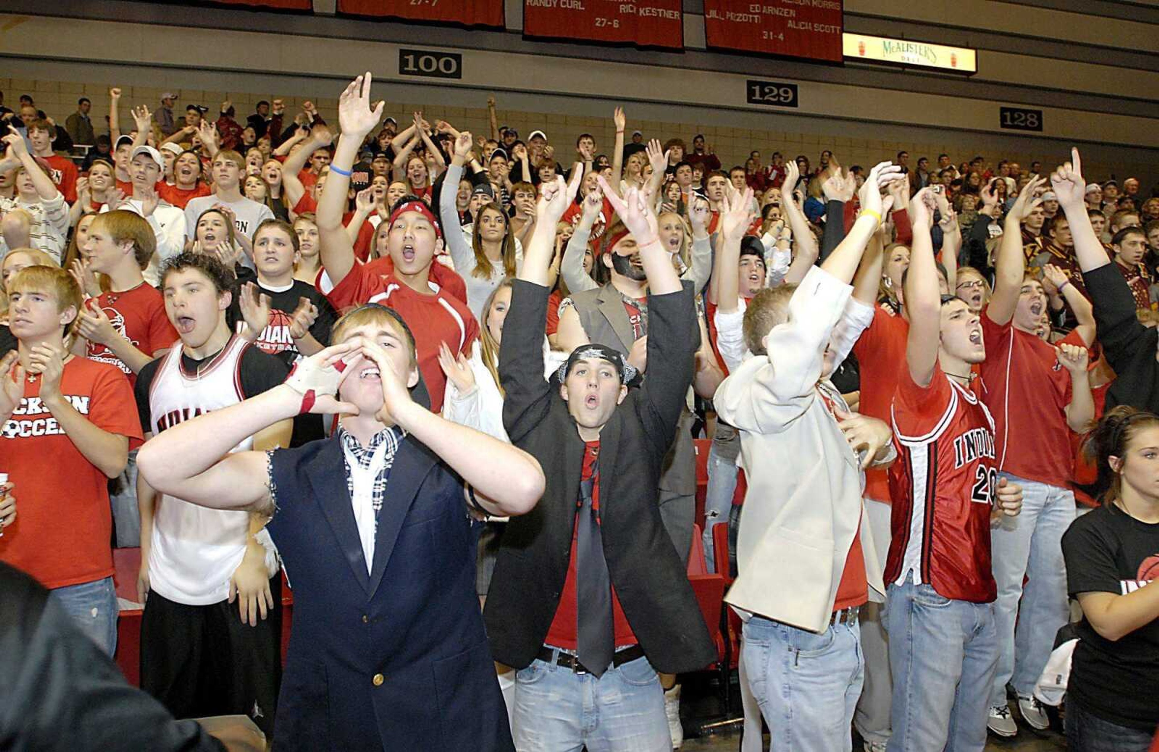 The J-Crue, Jackson's student pep club, erupted Saturday night during the championship game against Notre Dame at the Show Me Center.