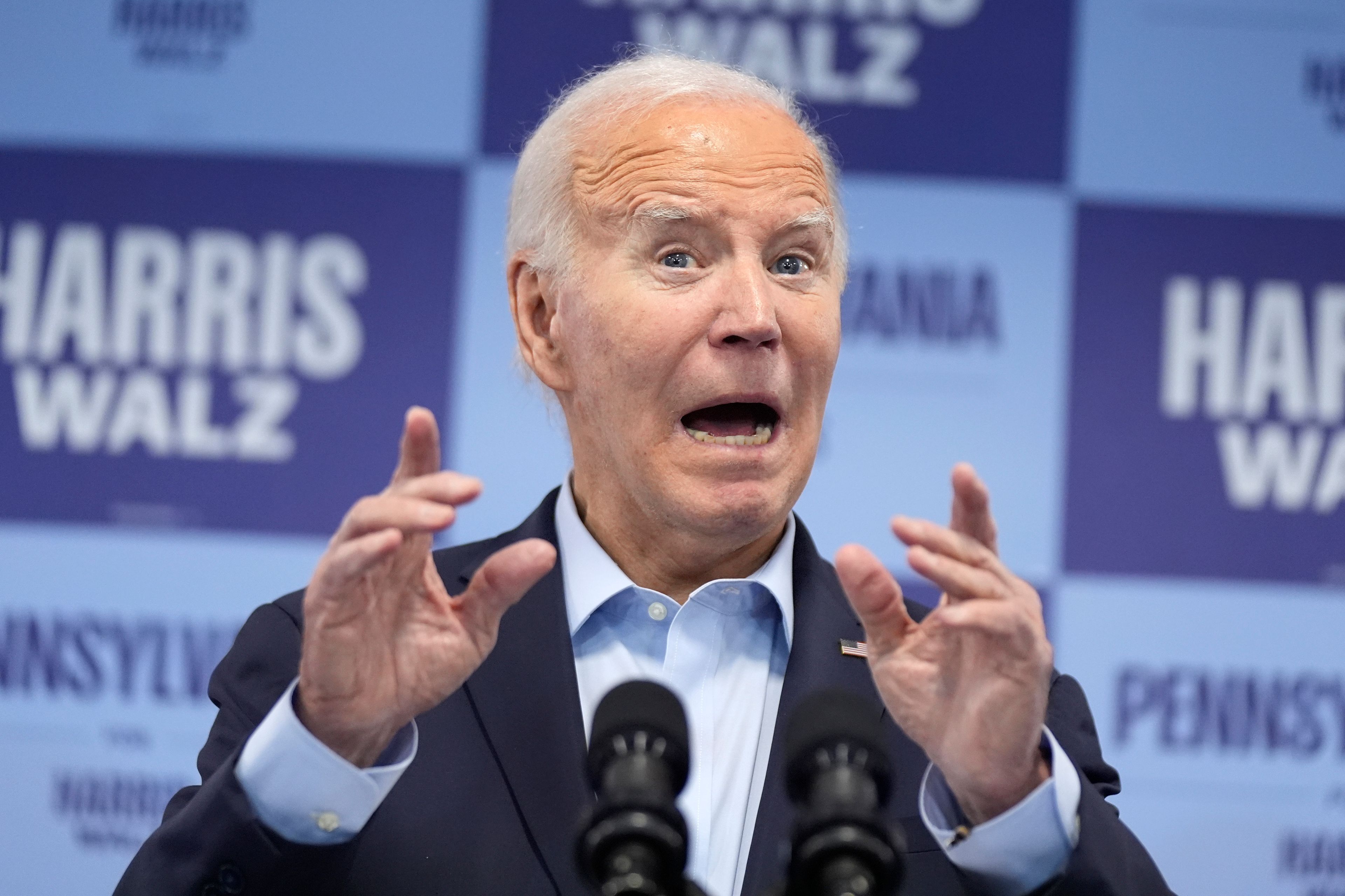 President Joe Biden speaks at an election campaign event in Pittsburgh, Saturday, Oct. 26, 2024. (AP Photo/Manuel Balce Ceneta)