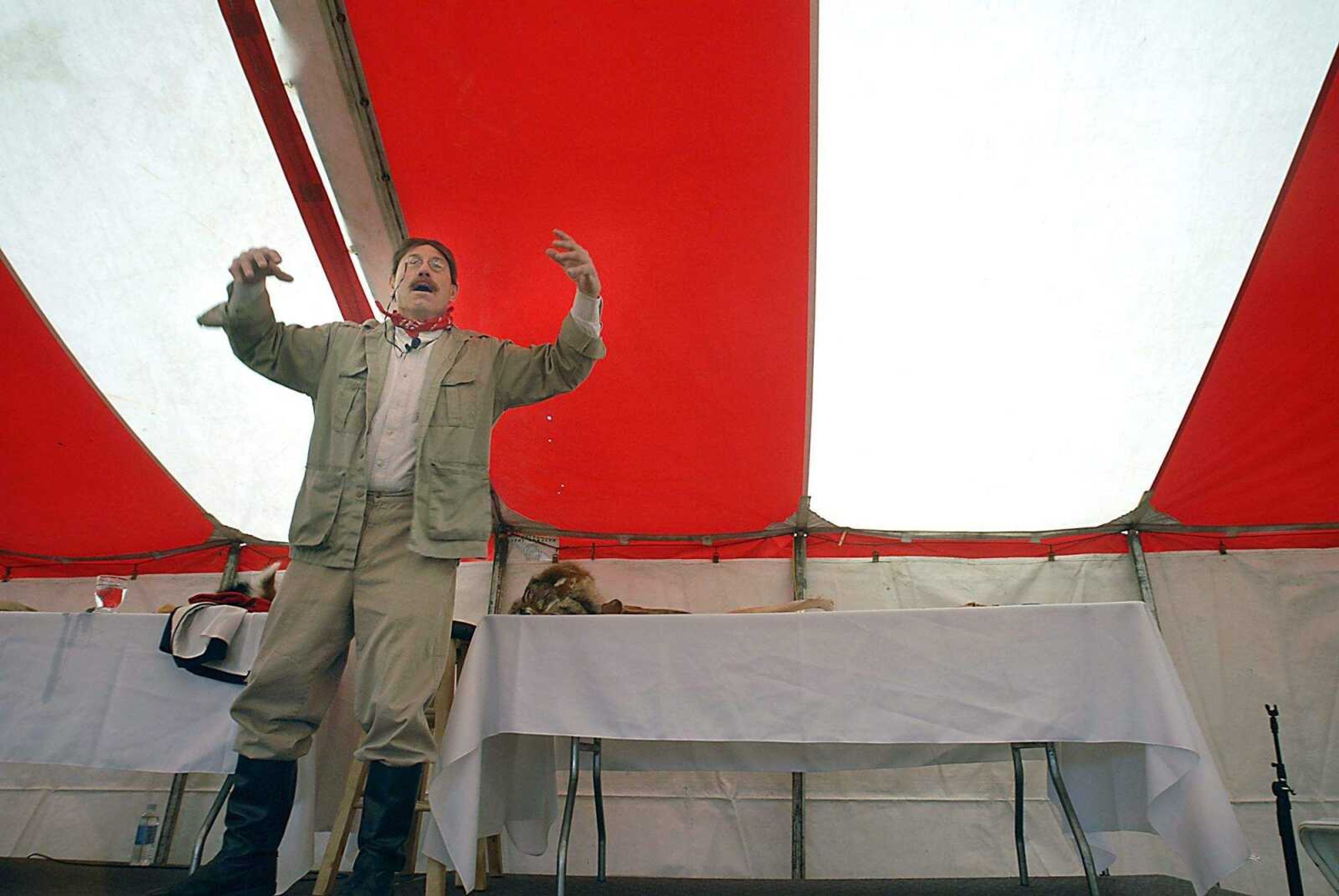 KIT DOYLE ~ kdoyle@semissourian.com
Doug Mishler portrayed President Teddy Roosevelt Friday morning, April 4, 2008, during a Voices of the Past segment ofthe Cape Girardeau Storytelling Festival.