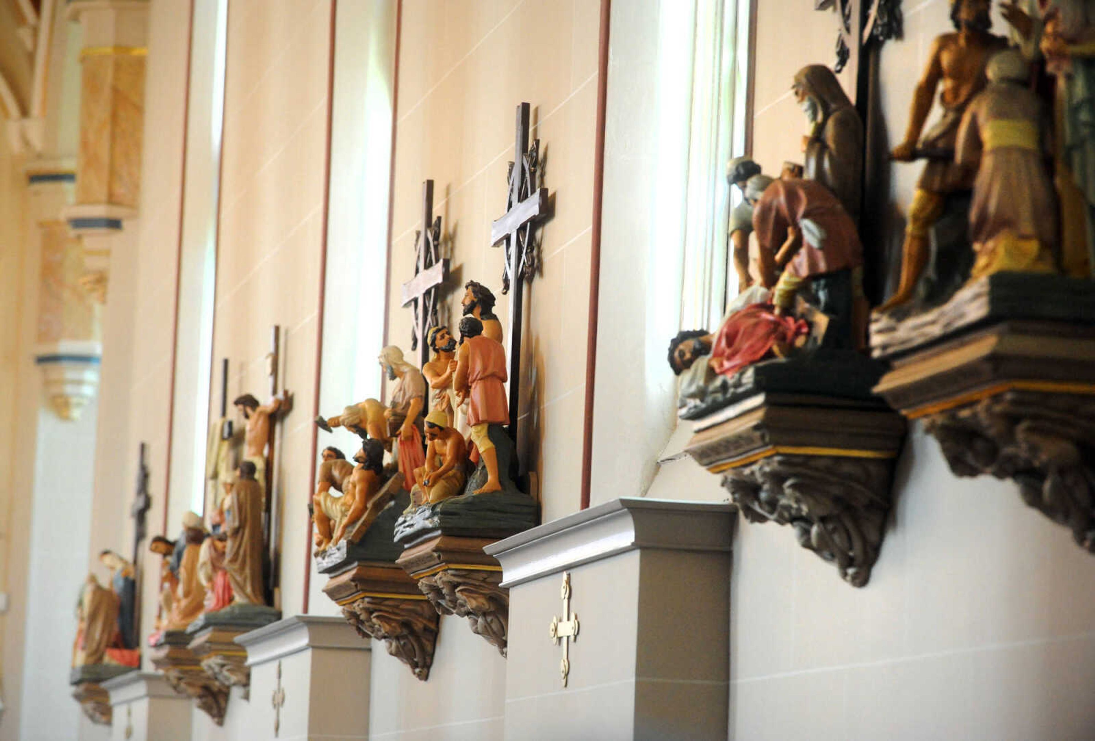 LAURA SIMON ~ lsimon@semissourian.com

The Stations of the Cross hang on the wall in the sanctuary of Old St. Vincent's Catholic Church, Monday, March 30, 2015, in downtown Cape Girardeau.