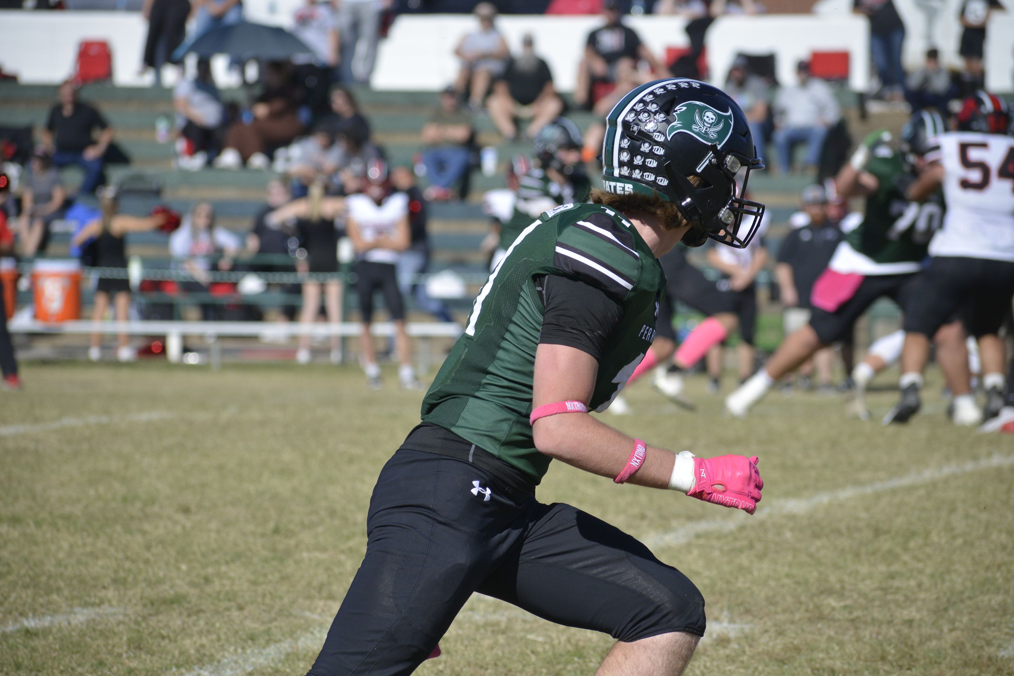 Perryville receiver Dominic Seiler runs a route against Herculaneum on Saturday, Oct. 19, in Perryville. 