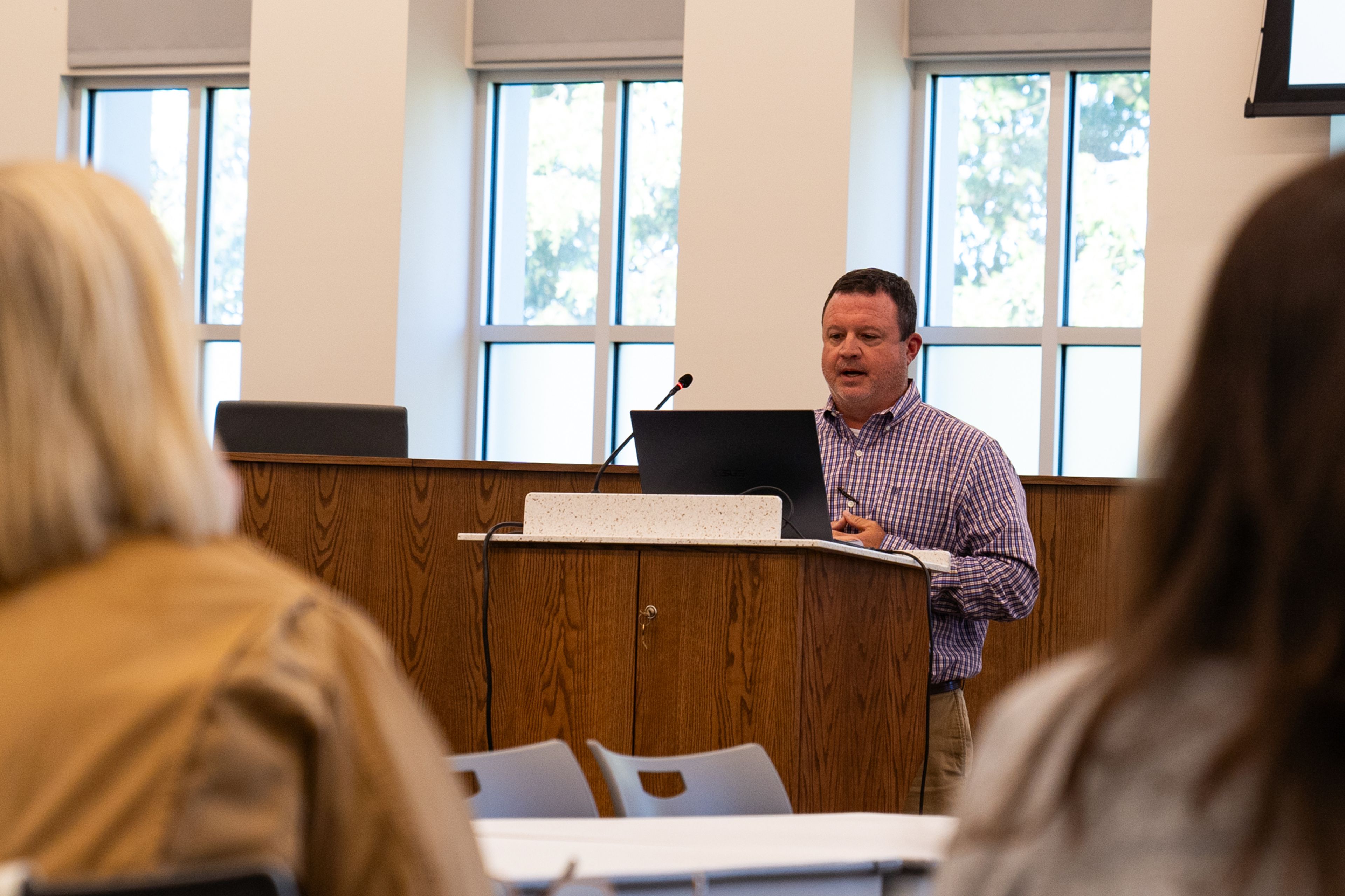 Cape Girardeau Public Schools assistant superintendent Josh Crowell speaks to the Gun Violence Task Force about the public school system's resources for children on Tuesday, Oct. 8 at City Hall.