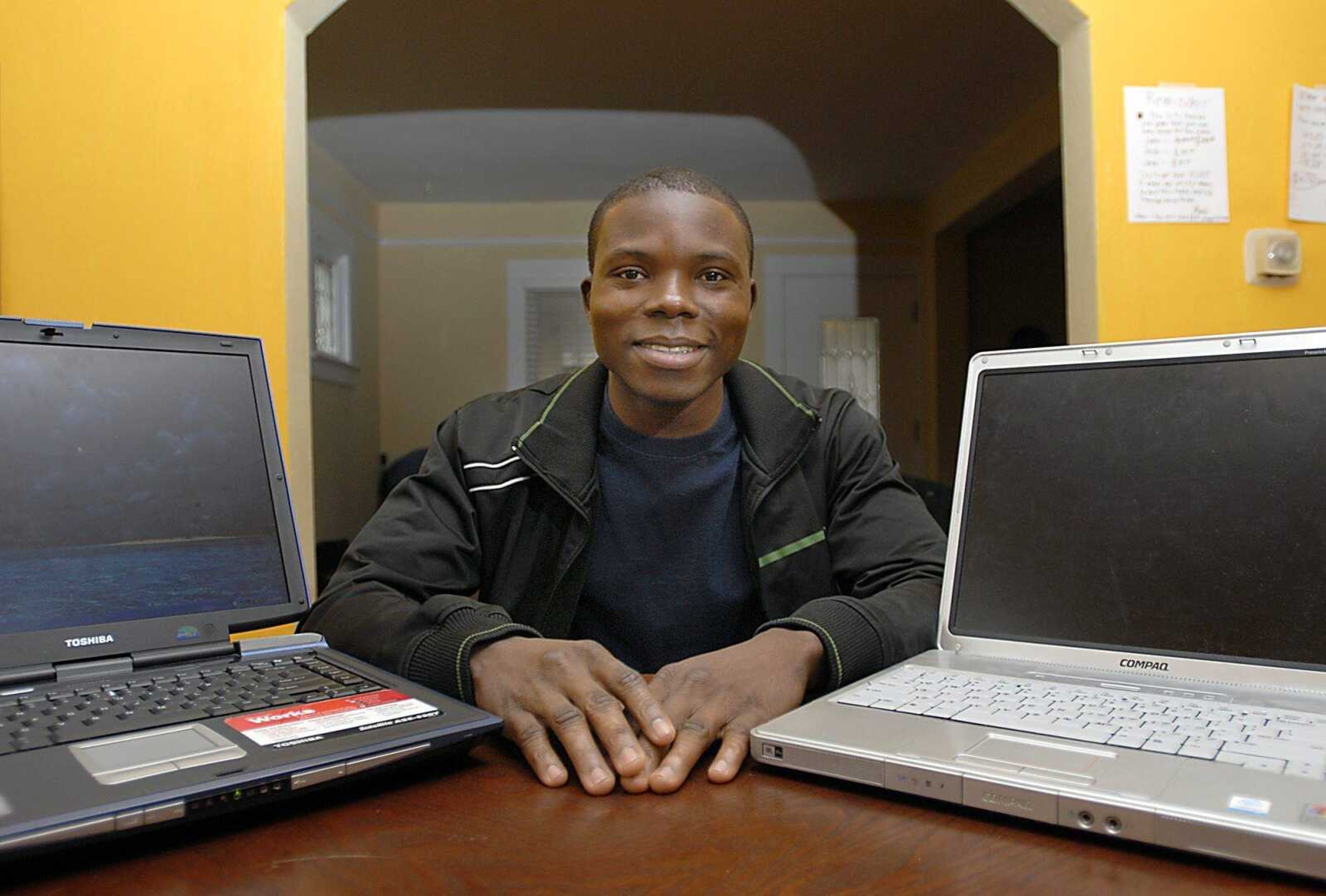 African Jean Domagni, of the Ivory Coast, will graduate with three bachelor's degrees this year, including one in computer science. (Kit Doyle)