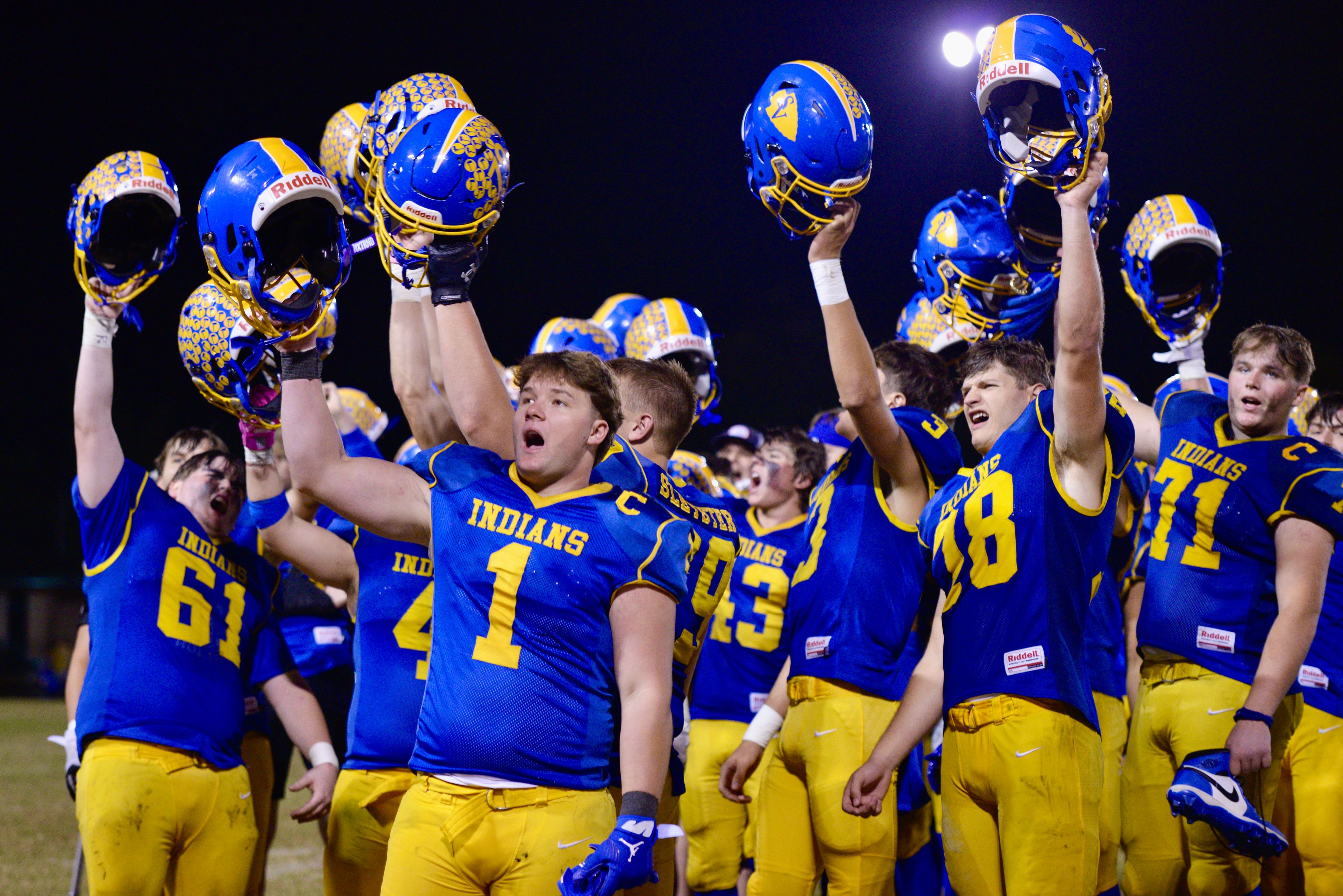 St. Vincent players salute the fans after defeating Cuba on Friday, Oct. 11, in Perryville. 