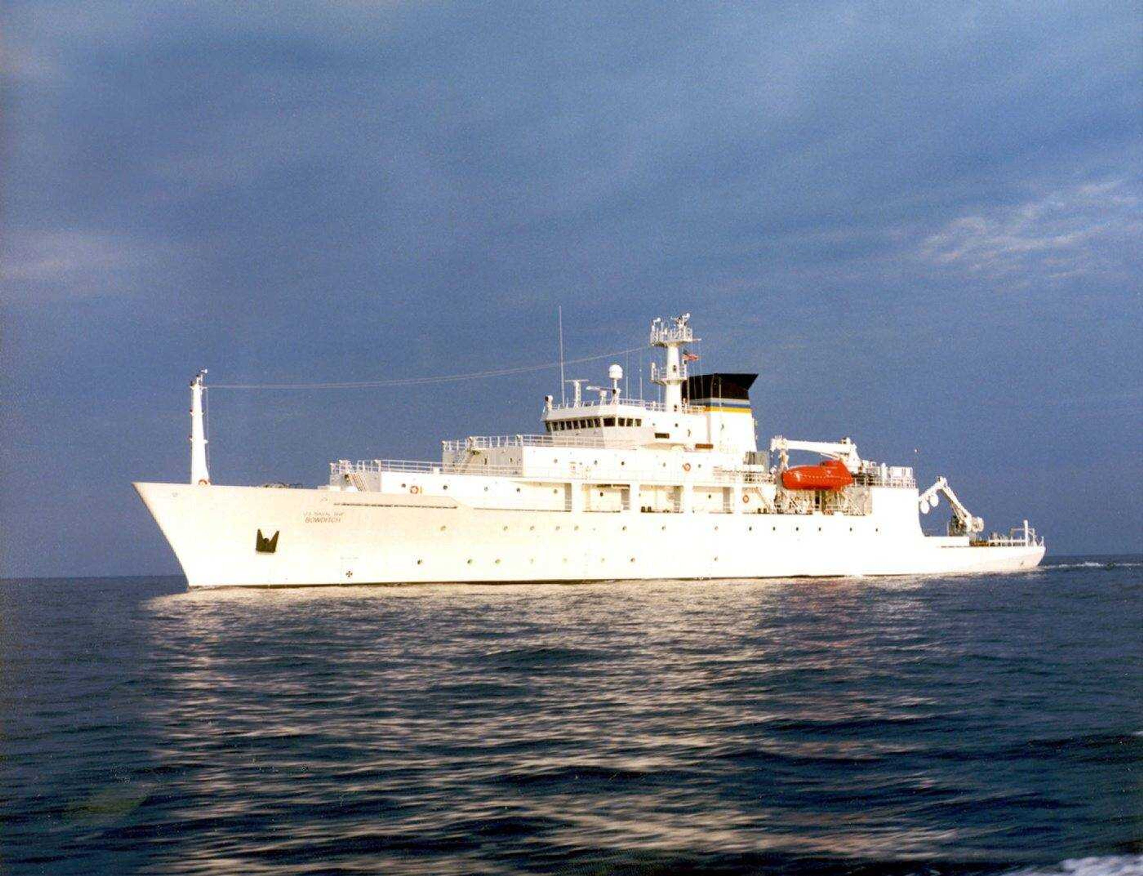 The USNS Bowditch, pictured, a civilian U.S. Navy oceanographic survey ship, was recovering two drones Thursday when a Chinese navy ship approached and sent out a small boat that took one of the drones, said Navy Capt. Jeff Davis, a Pentagon spokesman.