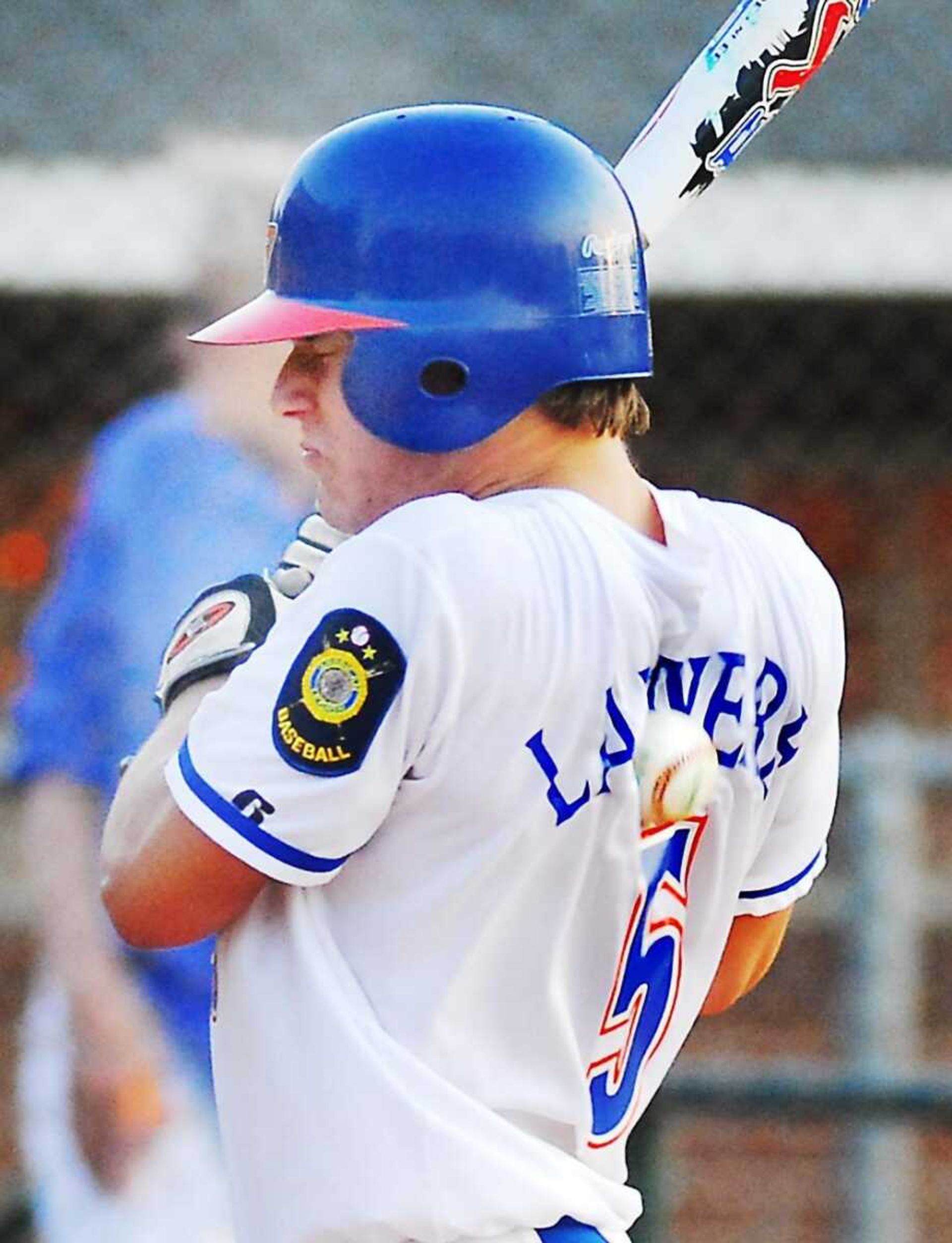 Cape's Brad LaBruyere got hit in the back by a pitch from Paducah's James Jones, bringing in a run with the bases loaded, during the fifth inning Wednesday.