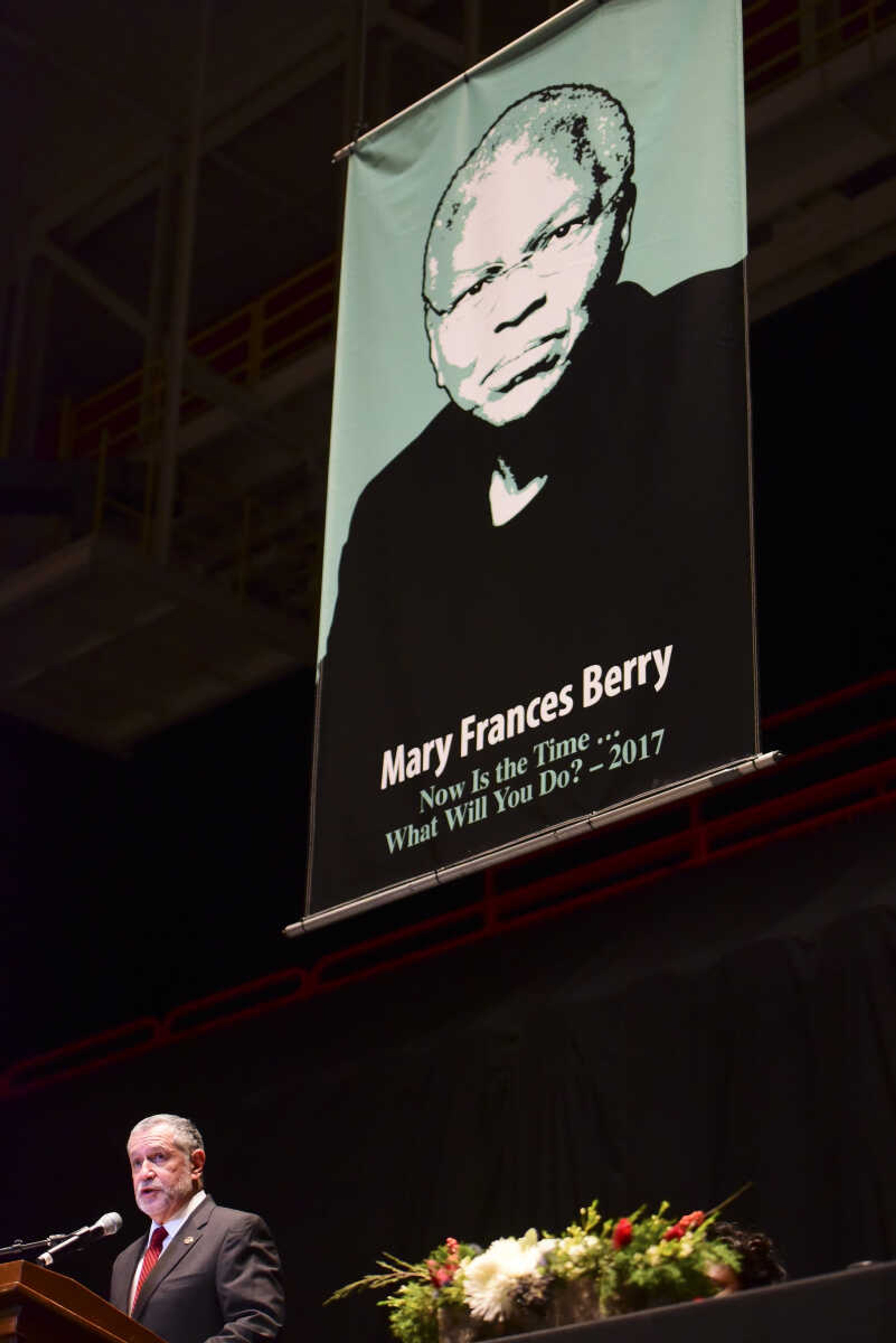 Dr. Carlos Vargas, President of Southeast Missouri State University, speaks during the Dr. Martin Luther King, Jr. Celebration Dinner Wednesday, Jan. 18, 2017 at the Show Me Center in Cape Girardeau.