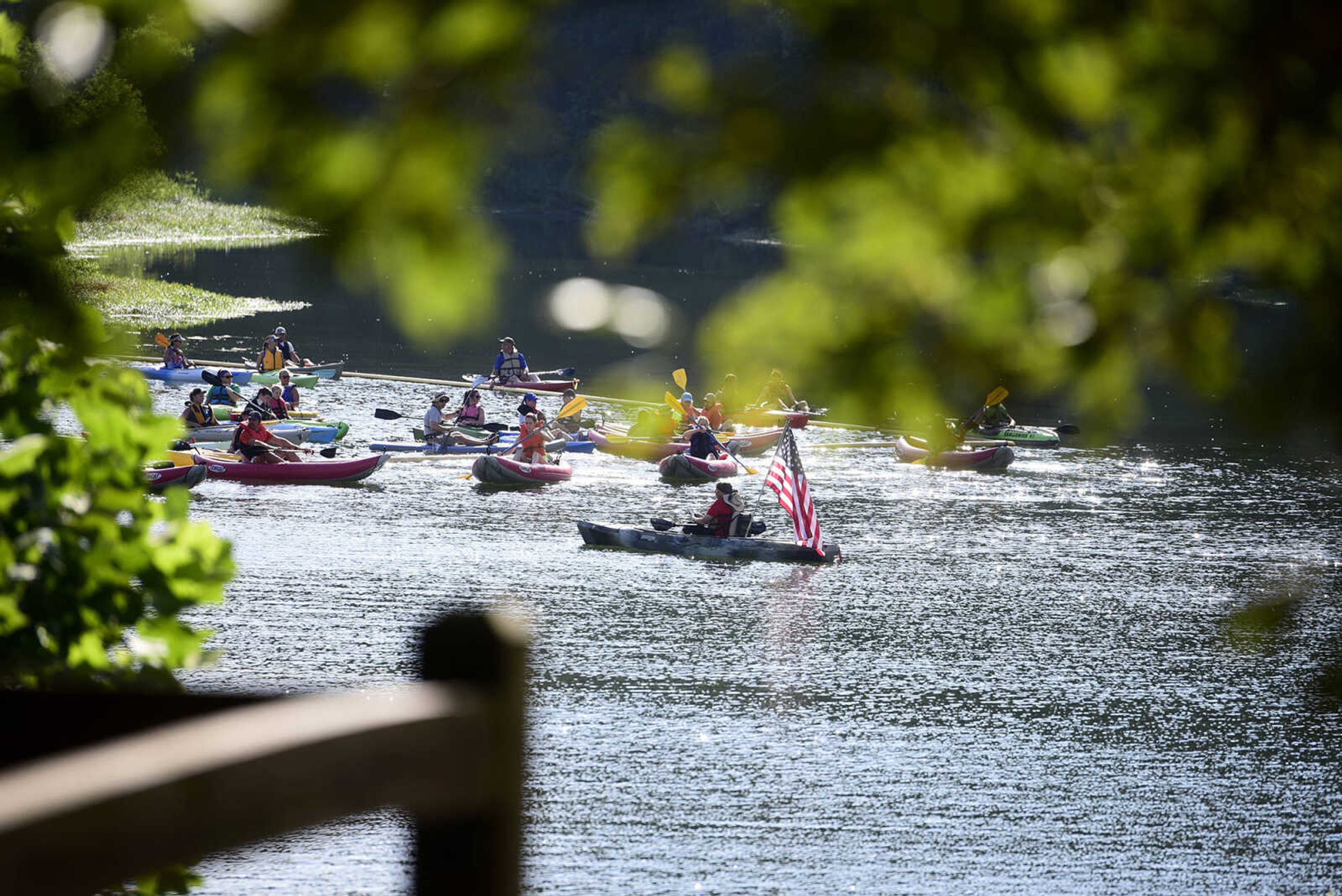 People kayak on Lake Boutin during the first ever St. Jude Heroes Yak 'n Run on Saturday, Aug. 26, 2017, at Trail of Tears State Park. All proceeds from the event support St. Jude Children's Research Hospital