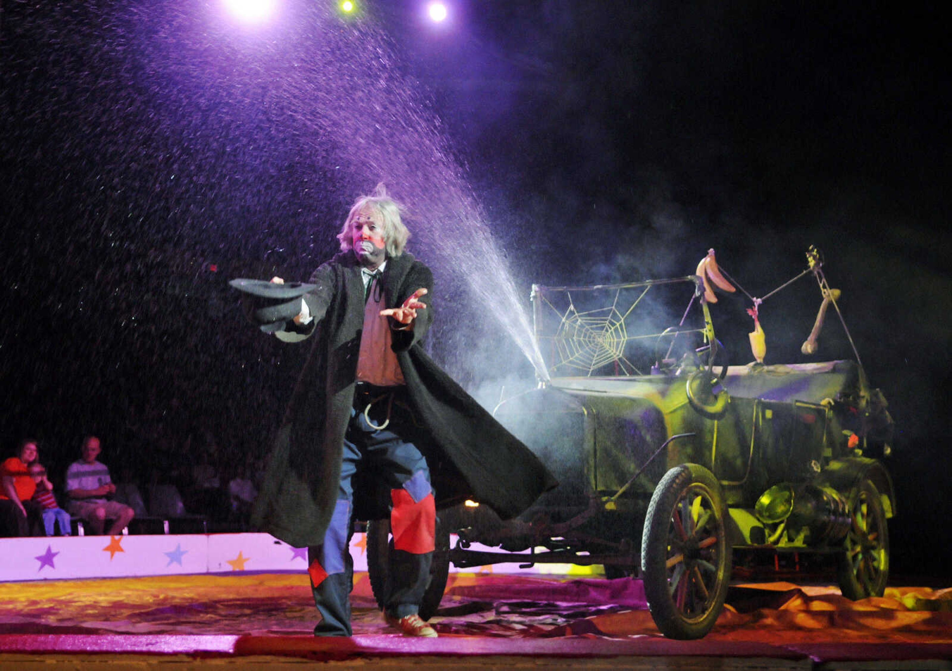 KRISTIN EBERTS ~ keberts@semissourian.com

Water sprays out of Jack Cook's car as he performs during the Piccadilly Circus at the Show Me Center in Cape Girardeau, Mo., on Thursday, April 29, 2010.