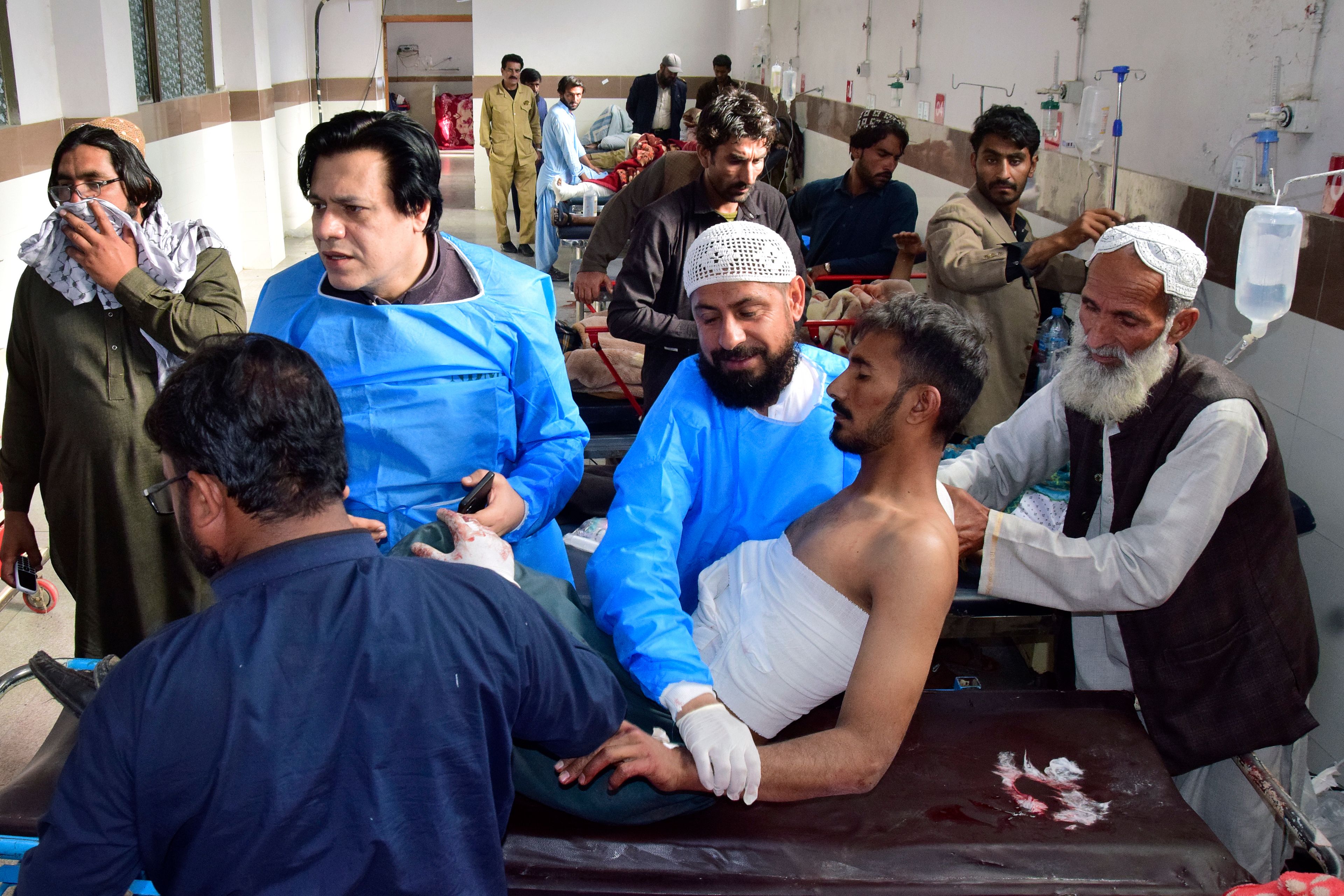 Injured victims of bomb explosion at railway station, are treated at a hospital, in Quetta, southwestern Pakistan, Saturday, Nov. 9, 2024. (AP Photo/Arshad Butt)