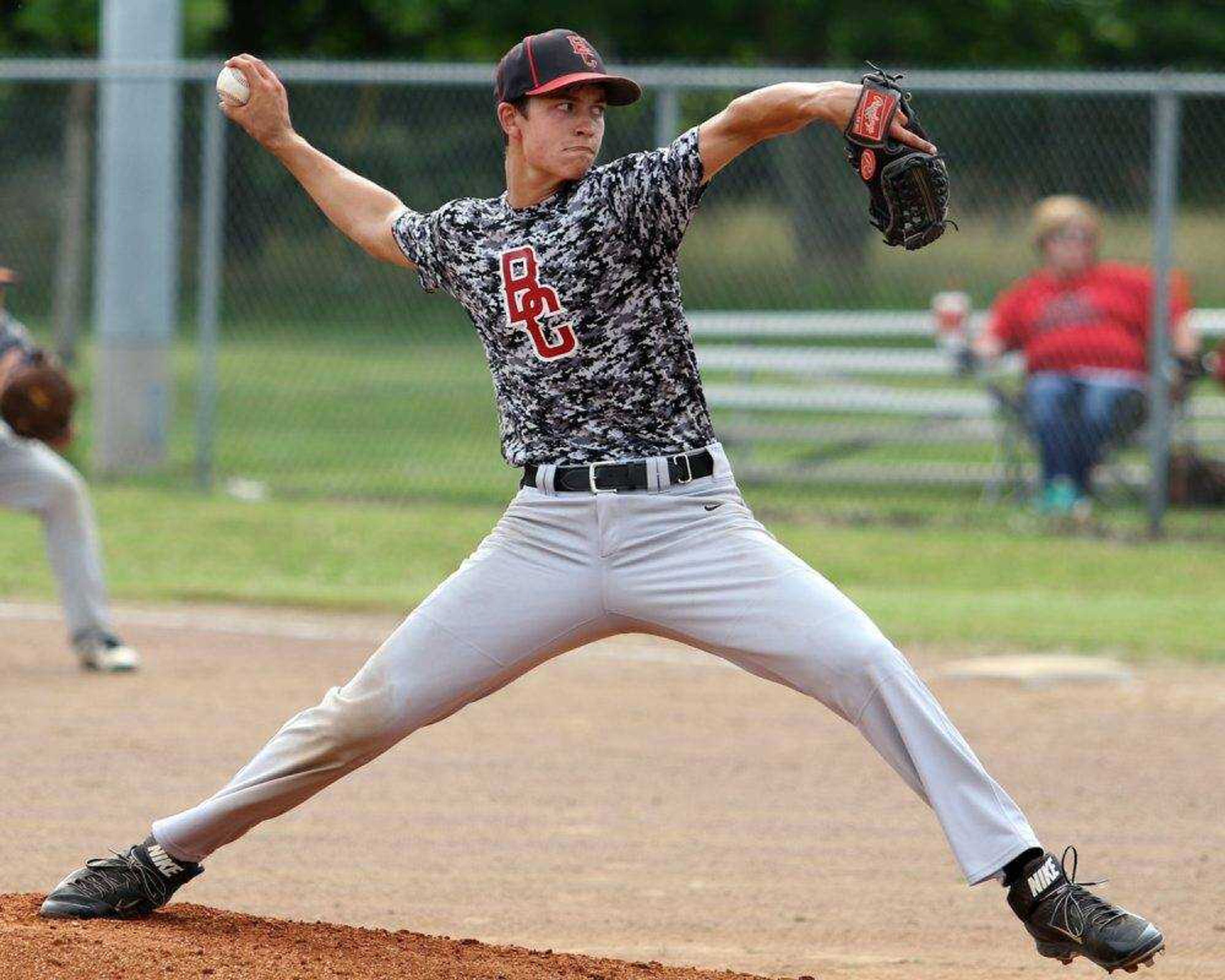 Bell City starter Cole Nichols delivers a pitch to a Gideon batter during a Class 1 Sectional on Monday in Bell City, Missouri. Nichols allowed two hits over three scoreless innings in the Cubs' 15-0 win in five innings.