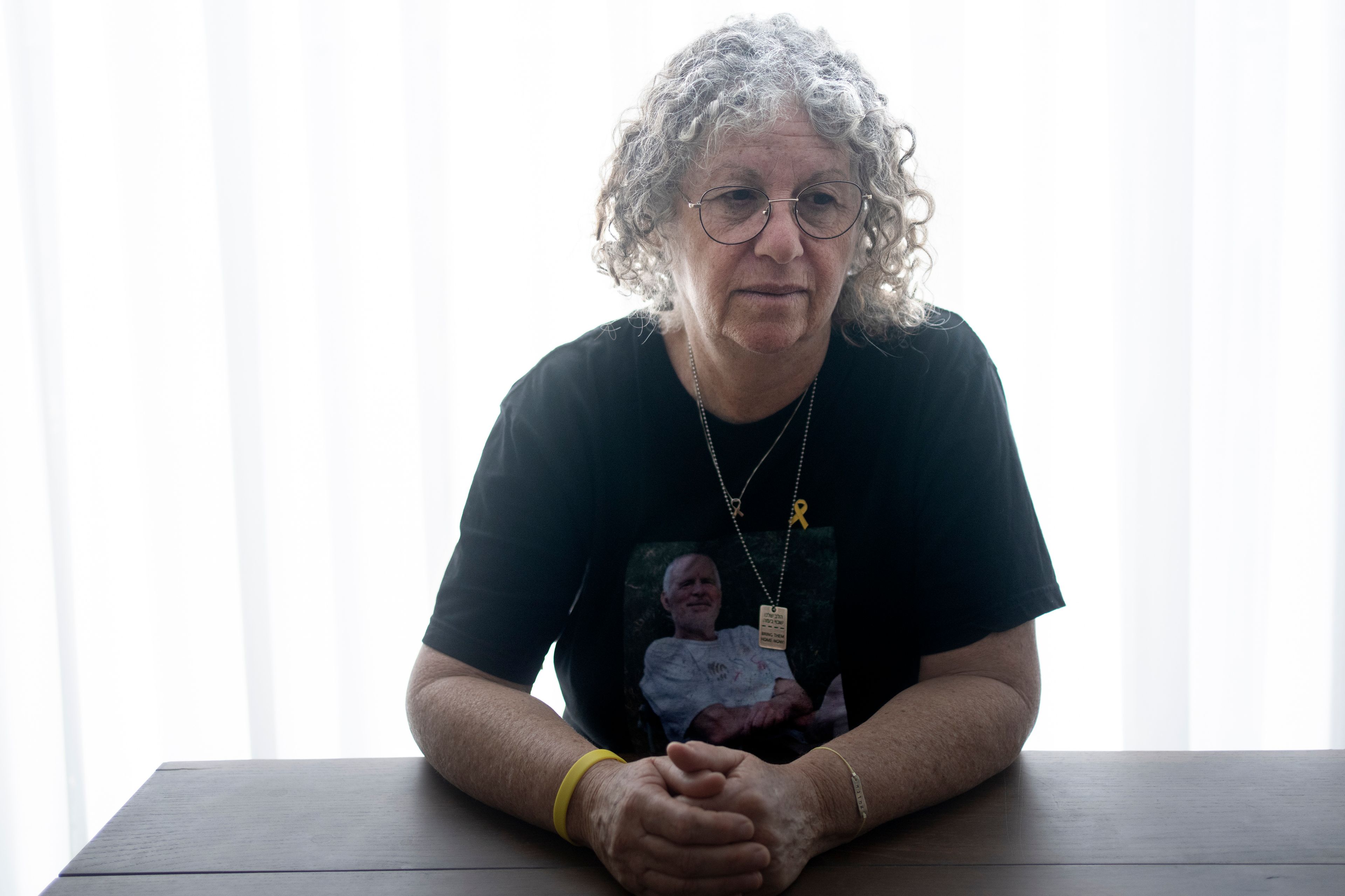 Aviva Siegel, who was held hostage by Hamas in the Gaza Strip for 51 days after she was kidnapped with her husband on Oct. 7, poses for a portrait in Tel Aviv, Israel, Sunday, Sept. 29, 2024. Keith Siegel is still in captivity. (AP Photo/Maya Alleruzzo)