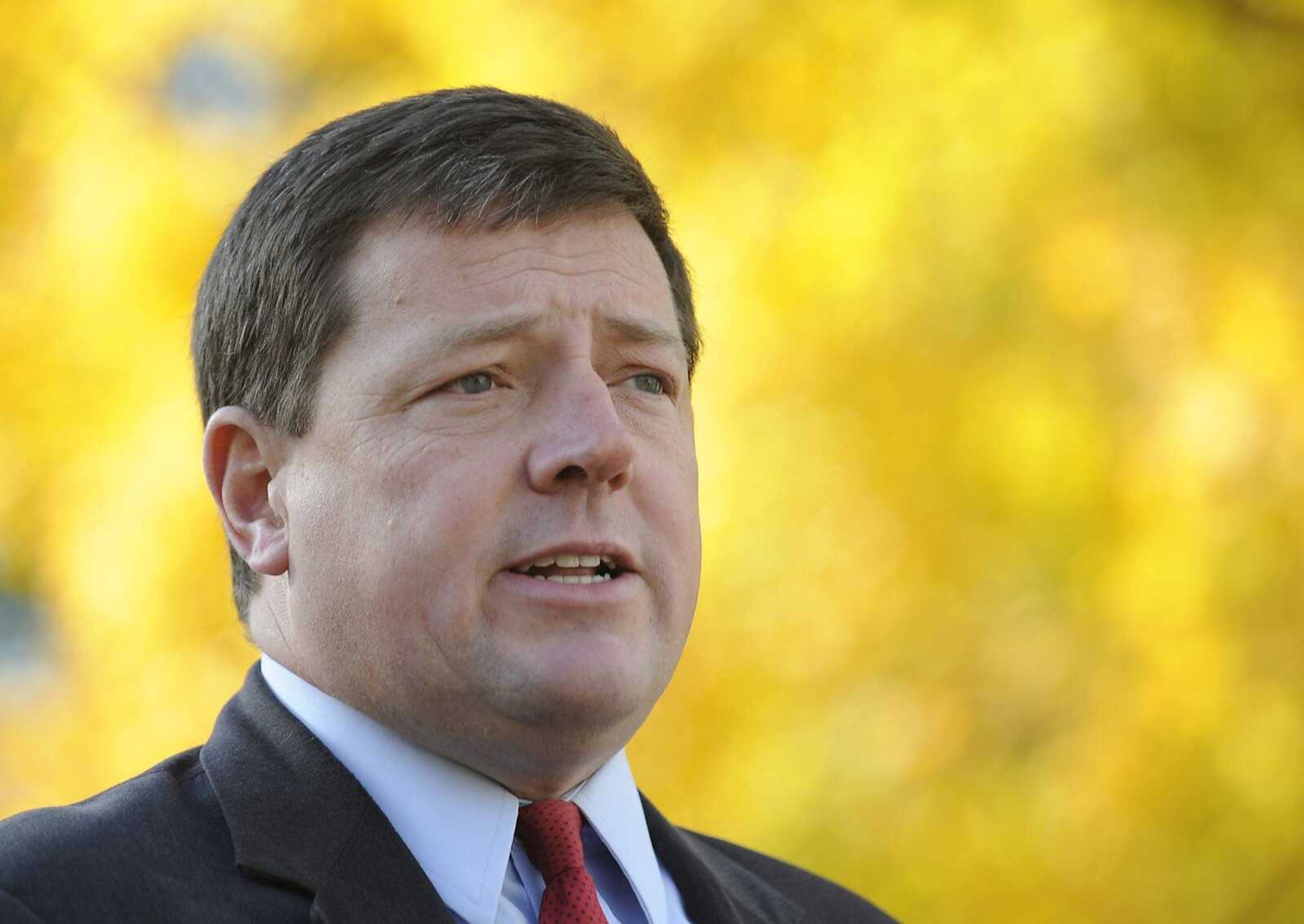 Ed Martin, Republican nominee for Missouri Attorney General, speaks during a press conference Thursday, October 18, at the River Campus of Southeast Missouri State University (Adam Vogler)