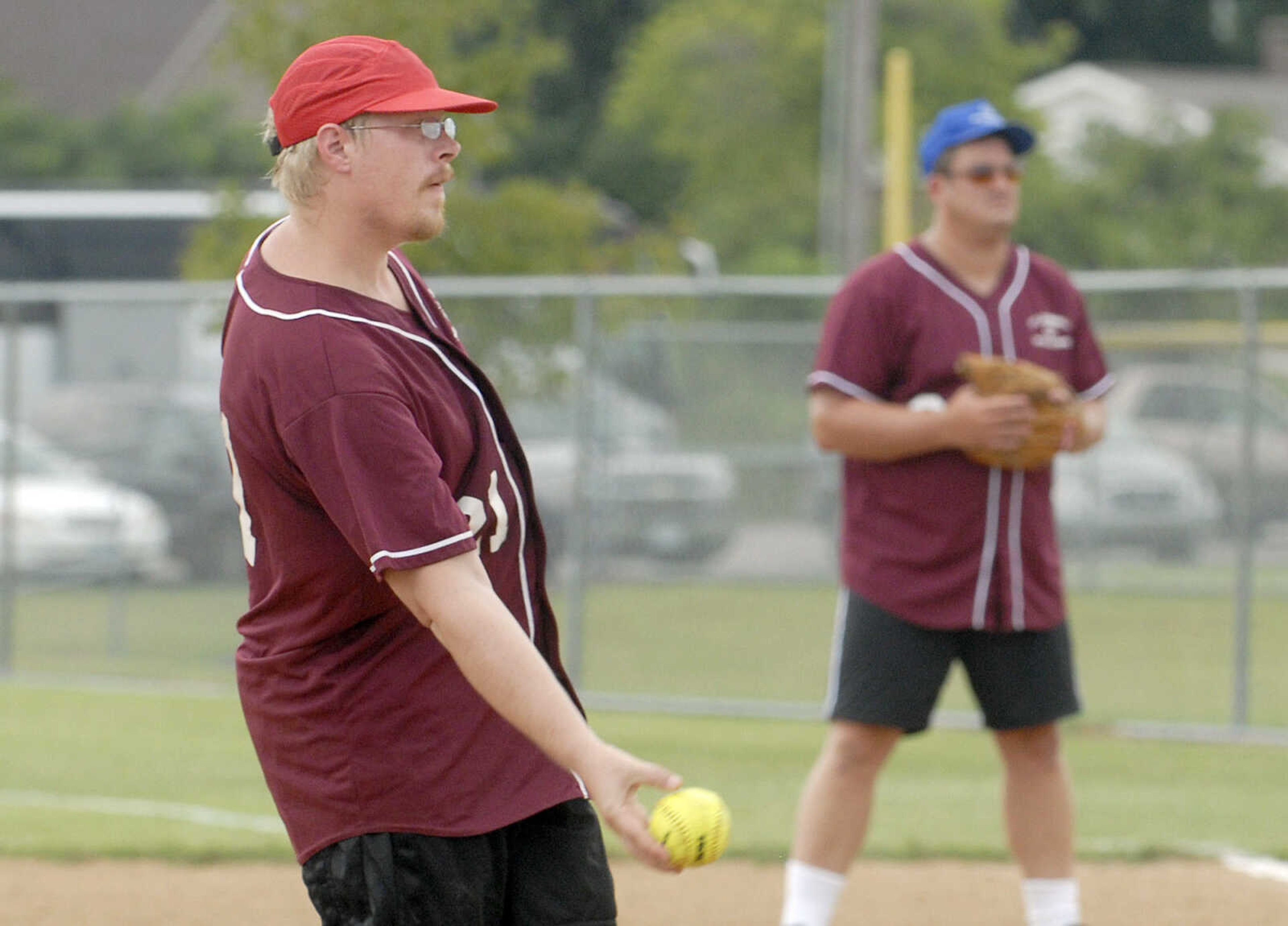 LAURA SIMON ~ lsimon@semissourian.com
Fort Zumwalt's Jared Smith pitches to a St. Joe player Saturday, August 13, 2011 during the Special Olympics State Outdoor Championship at Shawnee Sports Complex in Cape Girardeau.