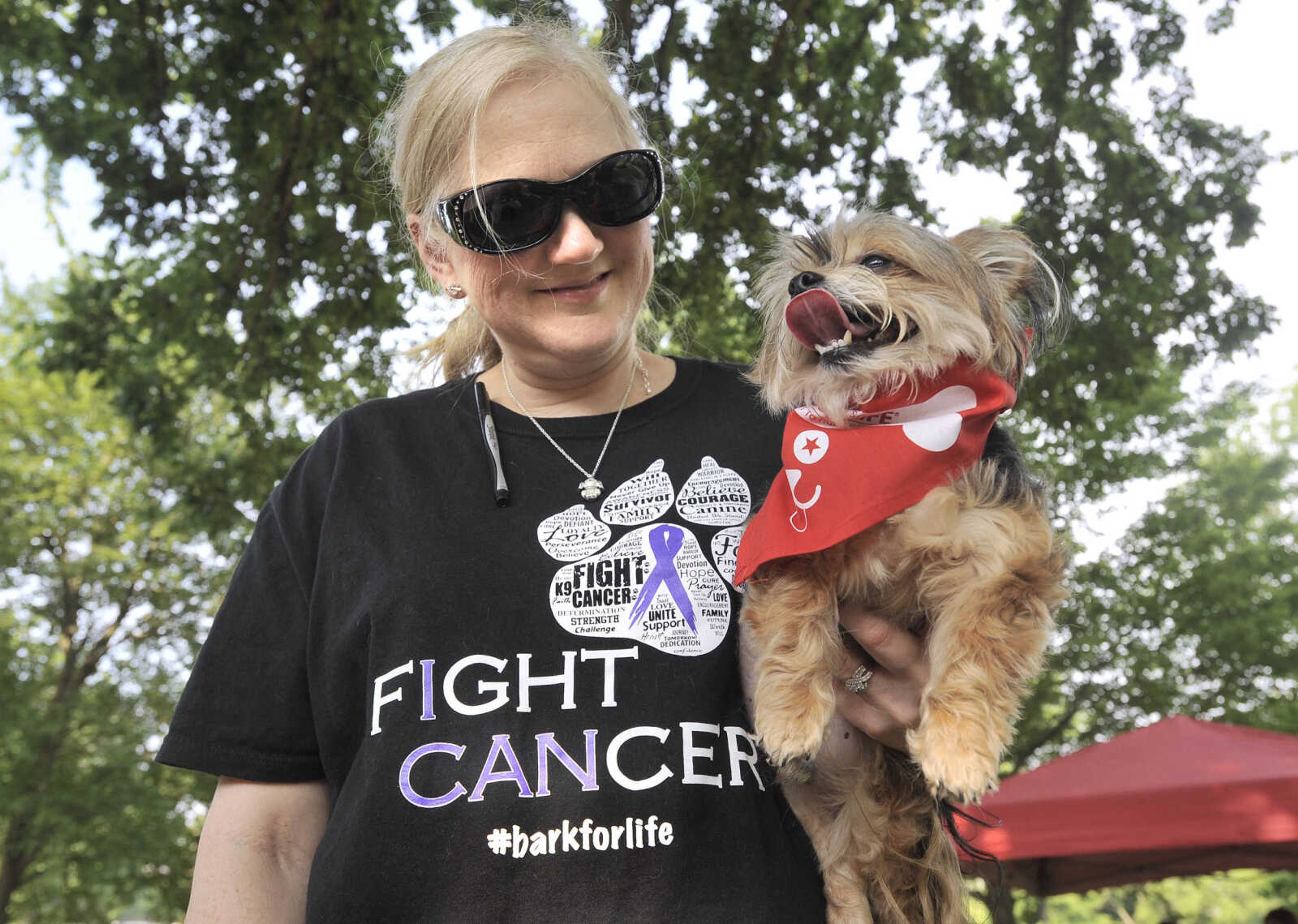 FRED LYNCH ~ flynch@semissourian.com
Tammy Randol and her dog Rudy, a "chorkie," pose for a photo Saturday, June 9, 2018 at the American Cancer Society's Bark for Life event at Capaha Park.