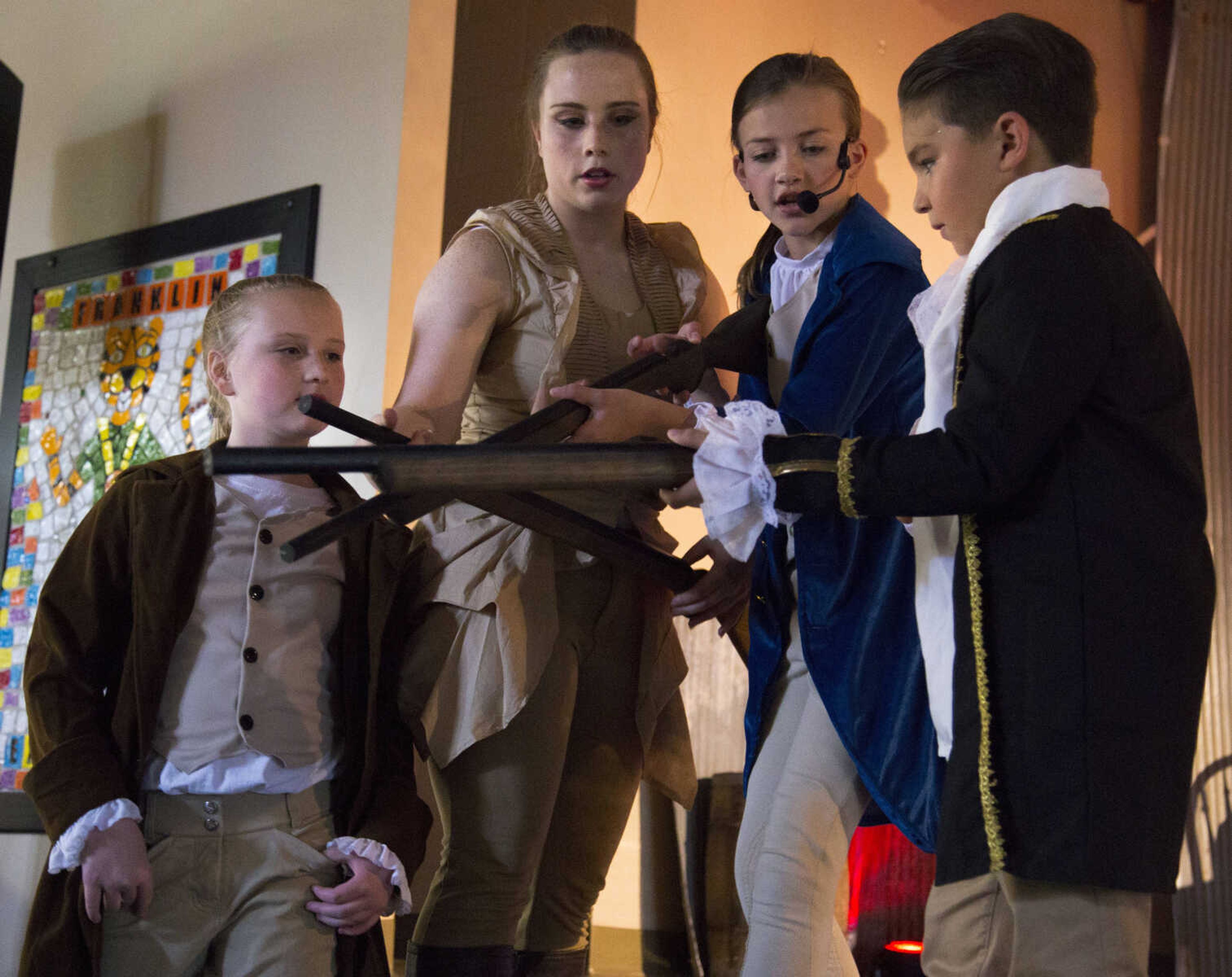 The cast of "The Hamilton Project" performs on April 8, 2017 at Franklin Elementary in Cape Girardeau.