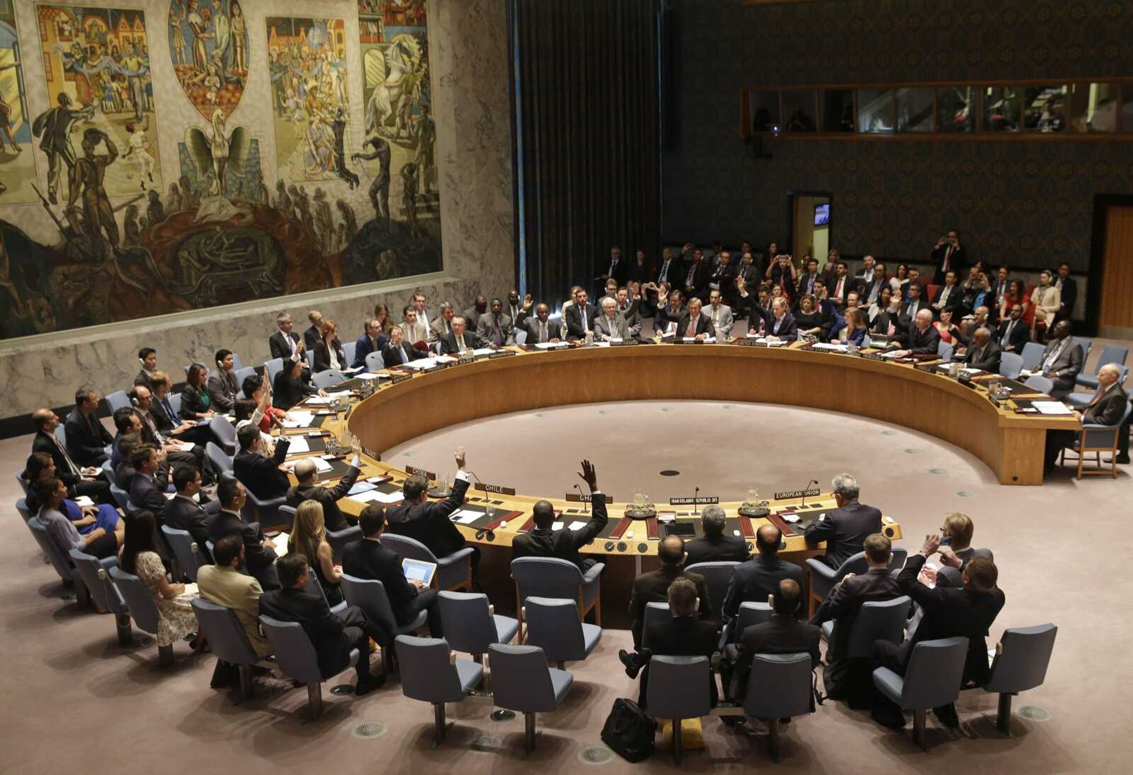 Members of the Security Council vote at United Nations headquarters on the landmark nuclear deal between Iran and six world powers in 2015. Having lost its long-shot bid to indefinitely extend an international arms embargo on Iran last week, the Trump administration is poised to call for the re-imposition of all U.N. sanctions that had been eased under the 2015 nuclear deal from which the U.S. withdrew two years ago.