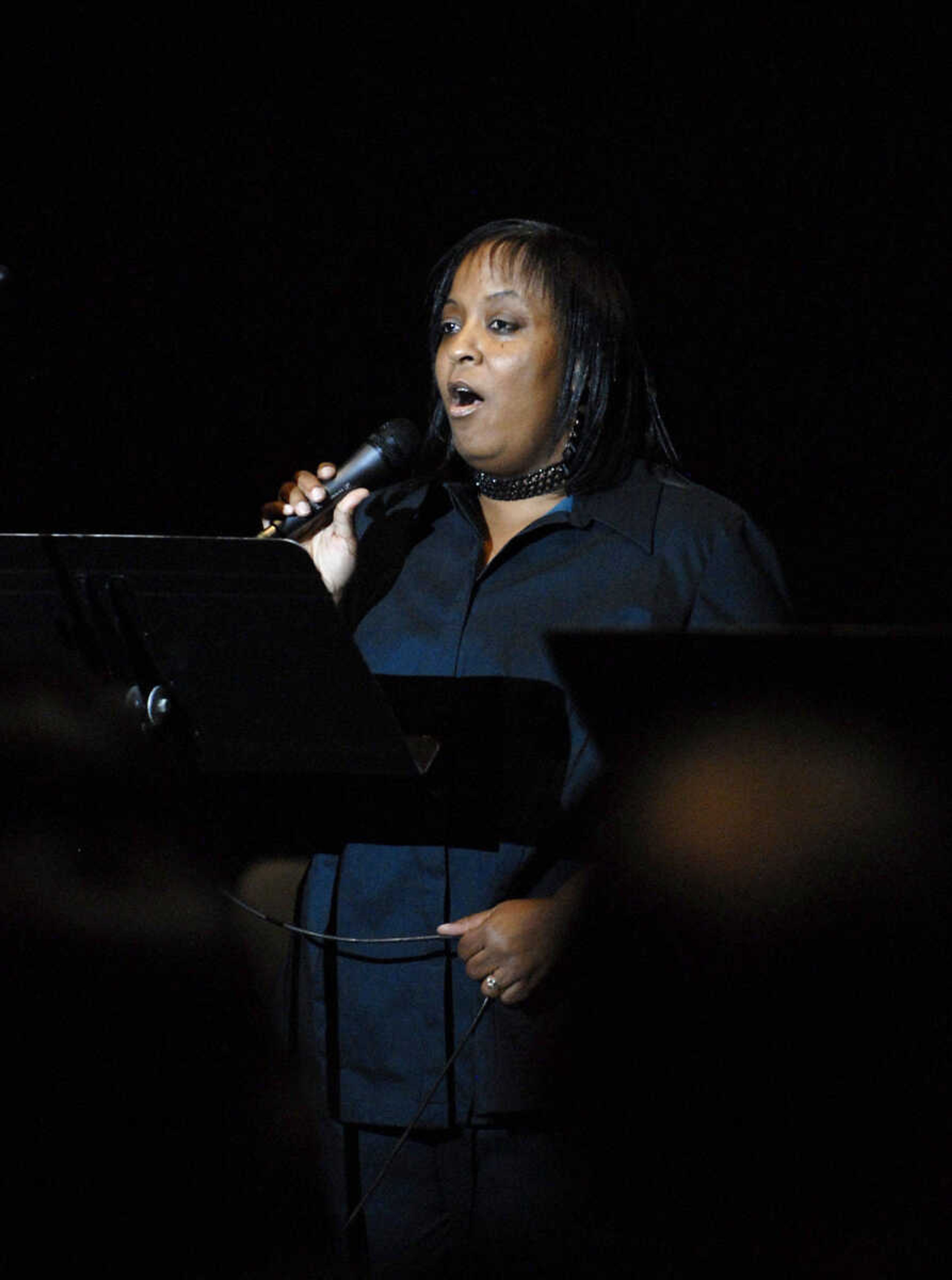 KRISTIN EBERTS ~ keberts@semissourian.com

Robin Twiggs performs a song during the "Living the Spirit of the Dream" 2011 Dr. Martin Luther King, Jr. Celebration Dinner at the Show Me Center on Wednesday, Jan. 19.