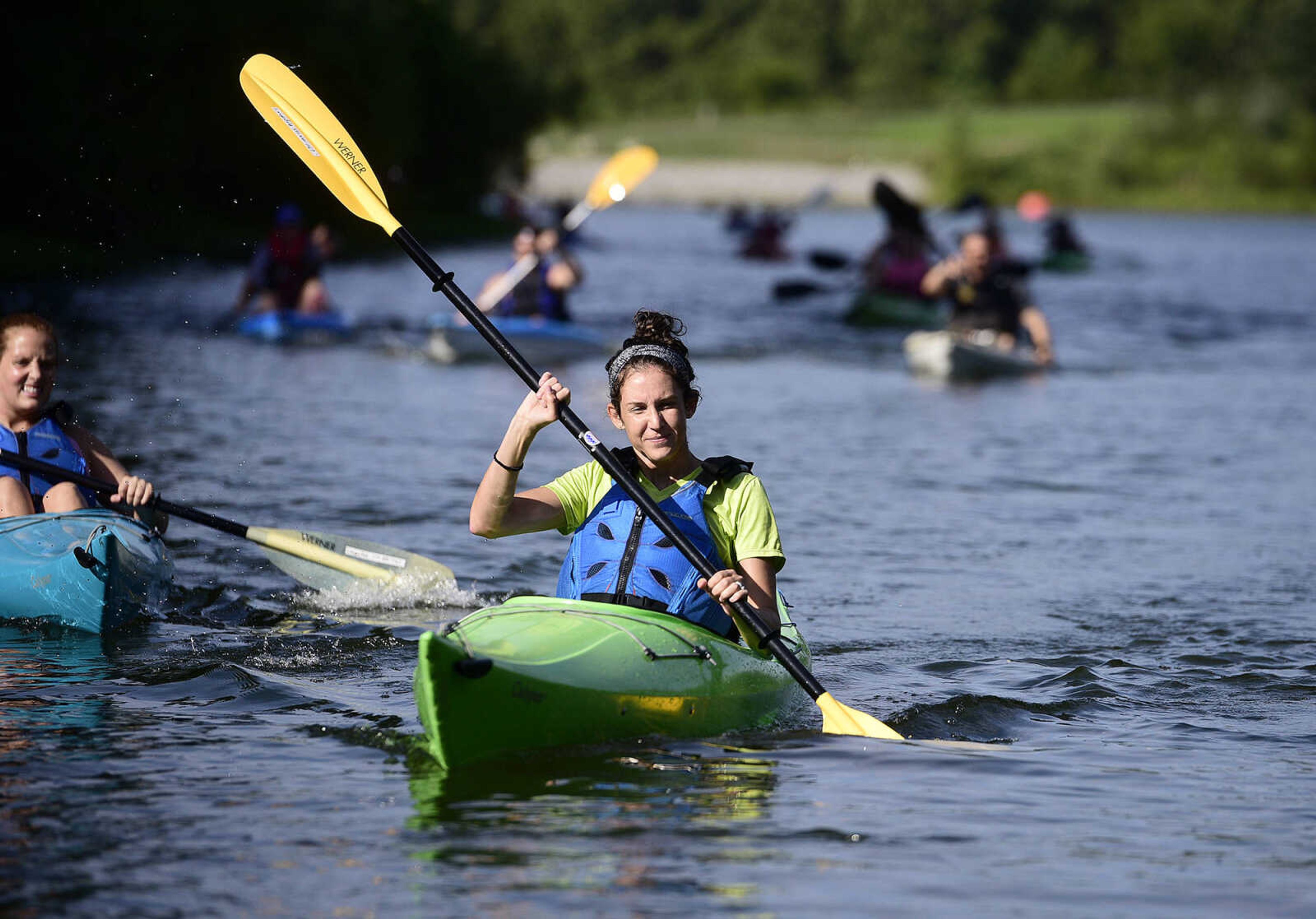 People kayak on Lake Boutin during the first ever St. Jude Heroes Yak 'n Run on Saturday, Aug. 26, 2017, at Trail of Tears State Park. All proceeds from the event support St. Jude Children's Research Hospital