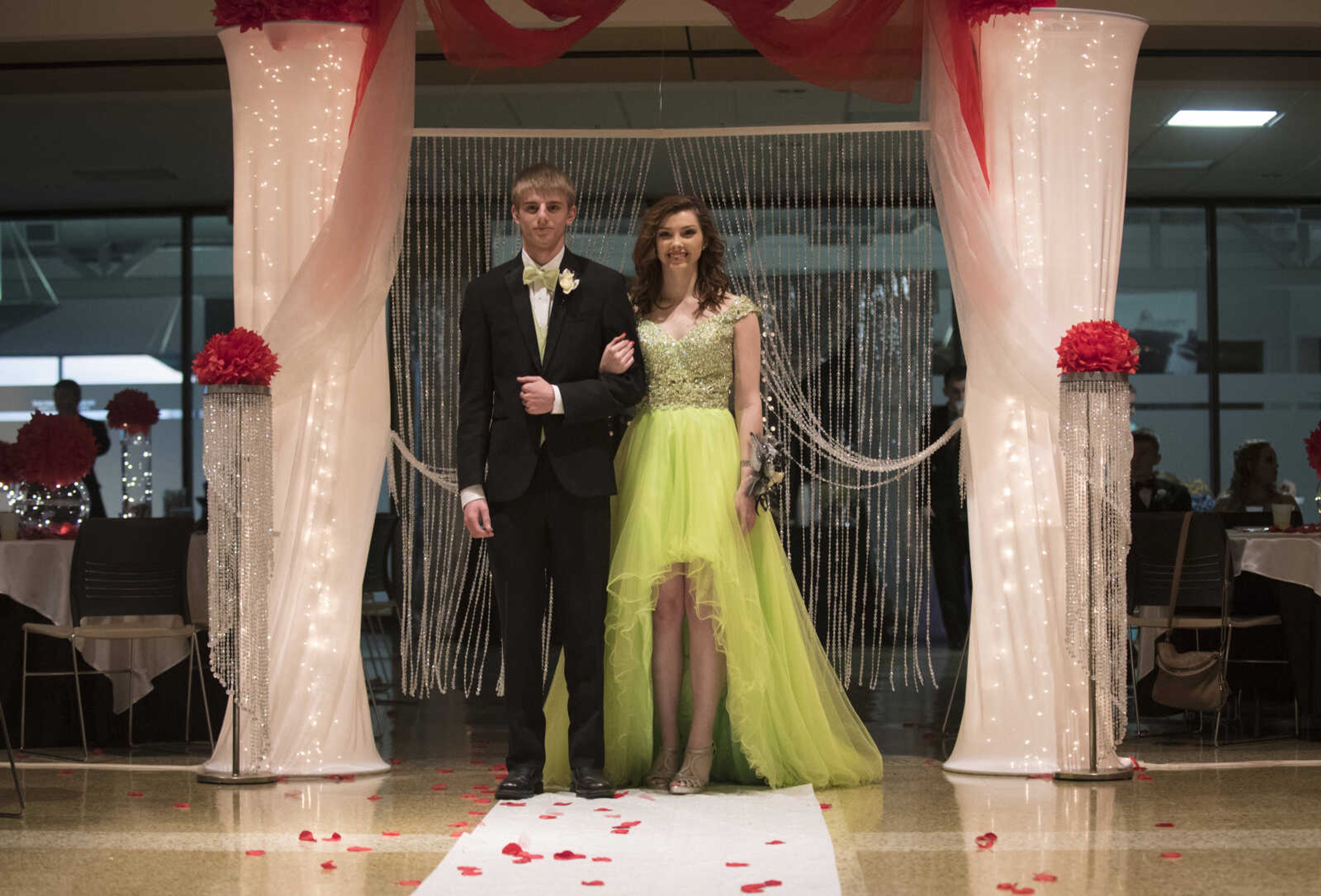 Students walk for the grand march during the Chaffee prom Saturday, April 1, 2017 at the University Center on the campus of Southeast Missouri State University in Cape Girardeau.