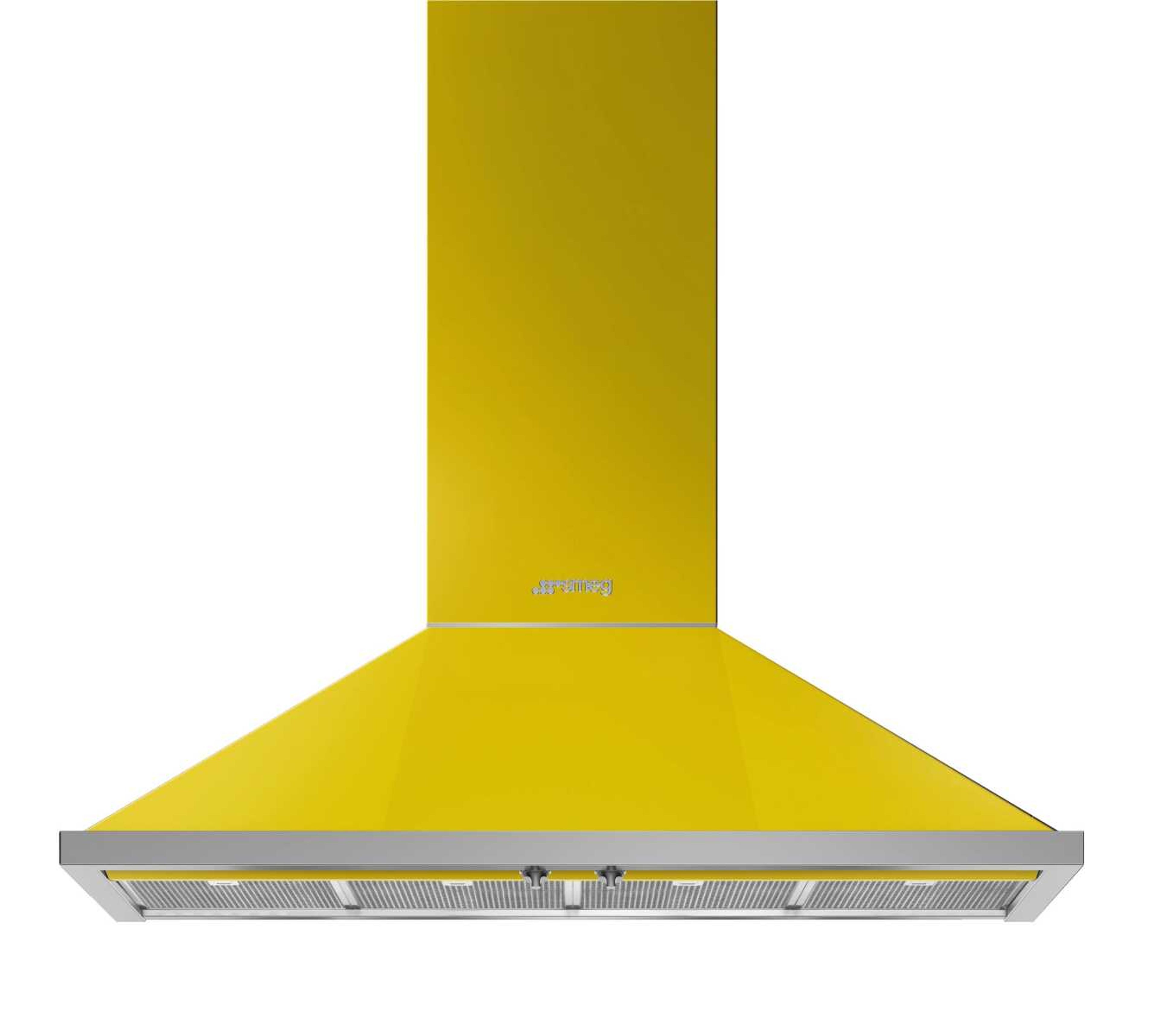 This photo provided by SMEG USA shows one of their range hoods. If you're keen to take a bigger leap into yellow beyond just paint or accessories, consider appliances. SMEG has a suite of stoves, range hoods and fridges in the hue; paired with neutral colors, stone and wood, the look is upbeat and uber cool.