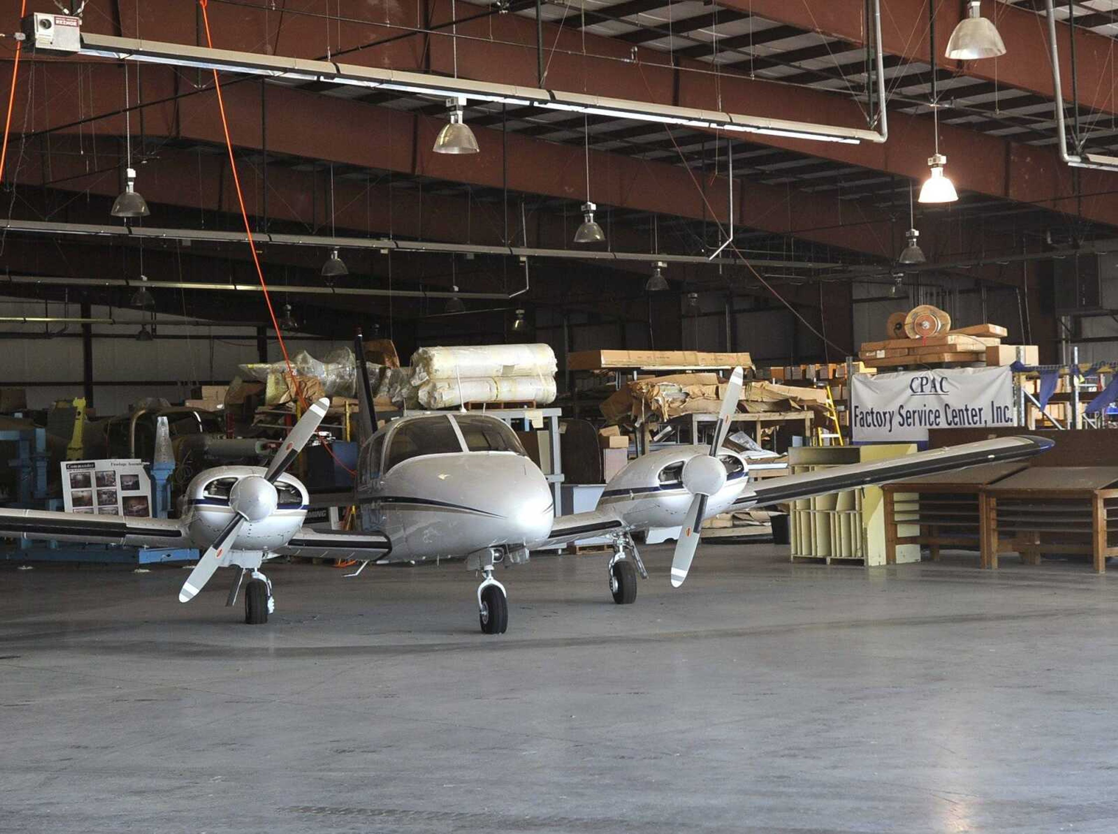 This file photo shows the former Commander Premier Aircraft Corp. 52,000-square-foot municipally-owned hangar at the Cape Girardeau Regional Airport on Sept. 26, 2011. (Fred Lynch)