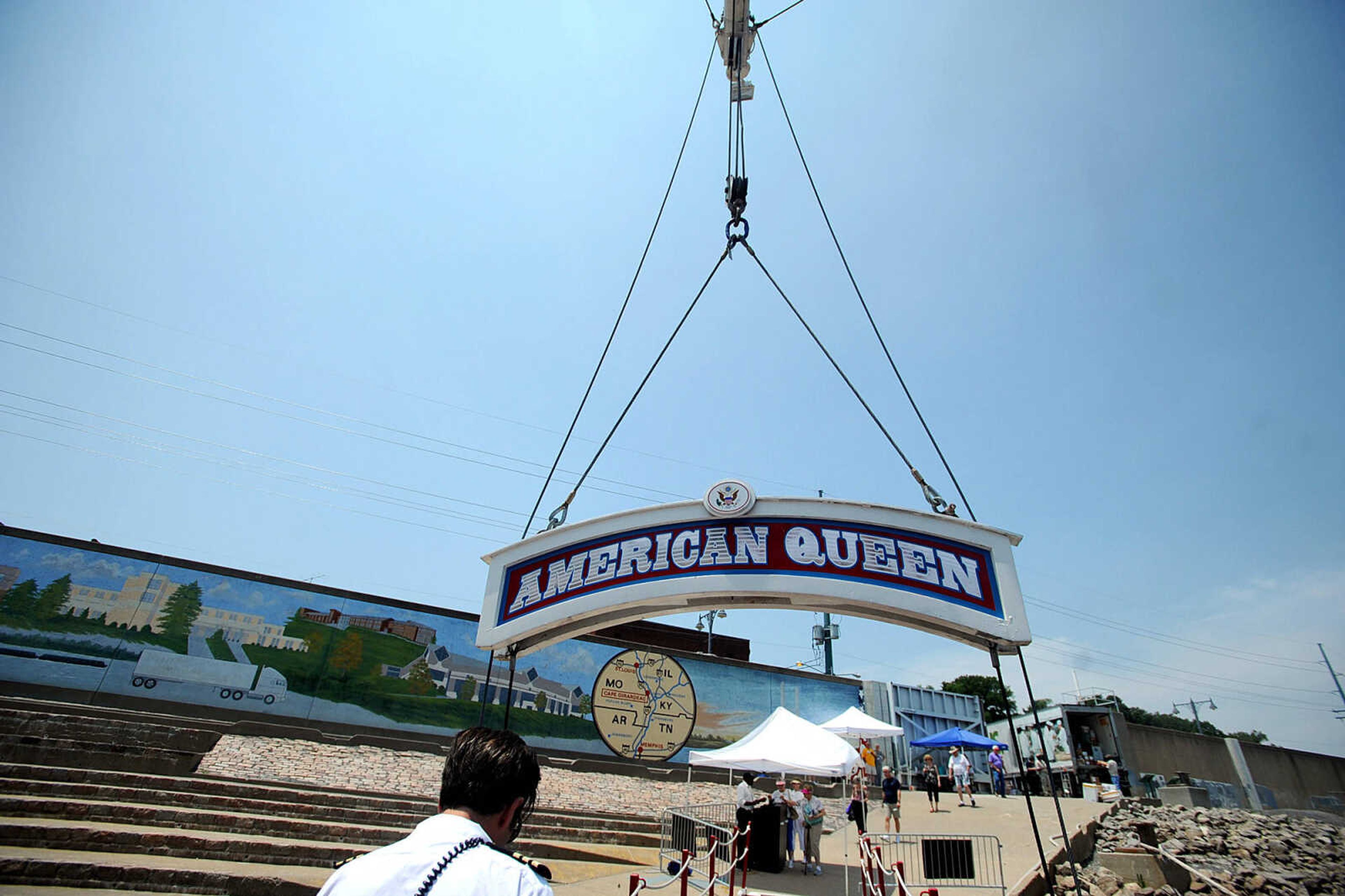 LAURA SIMON ~ lsimon@semissourian.com
The American Queen steamboat Monday, July 2, 2012 as it is docked in downtown Cape Girardeau. The steamboat is traveling from Memphis, Tenn. to St. Louis, Mo.