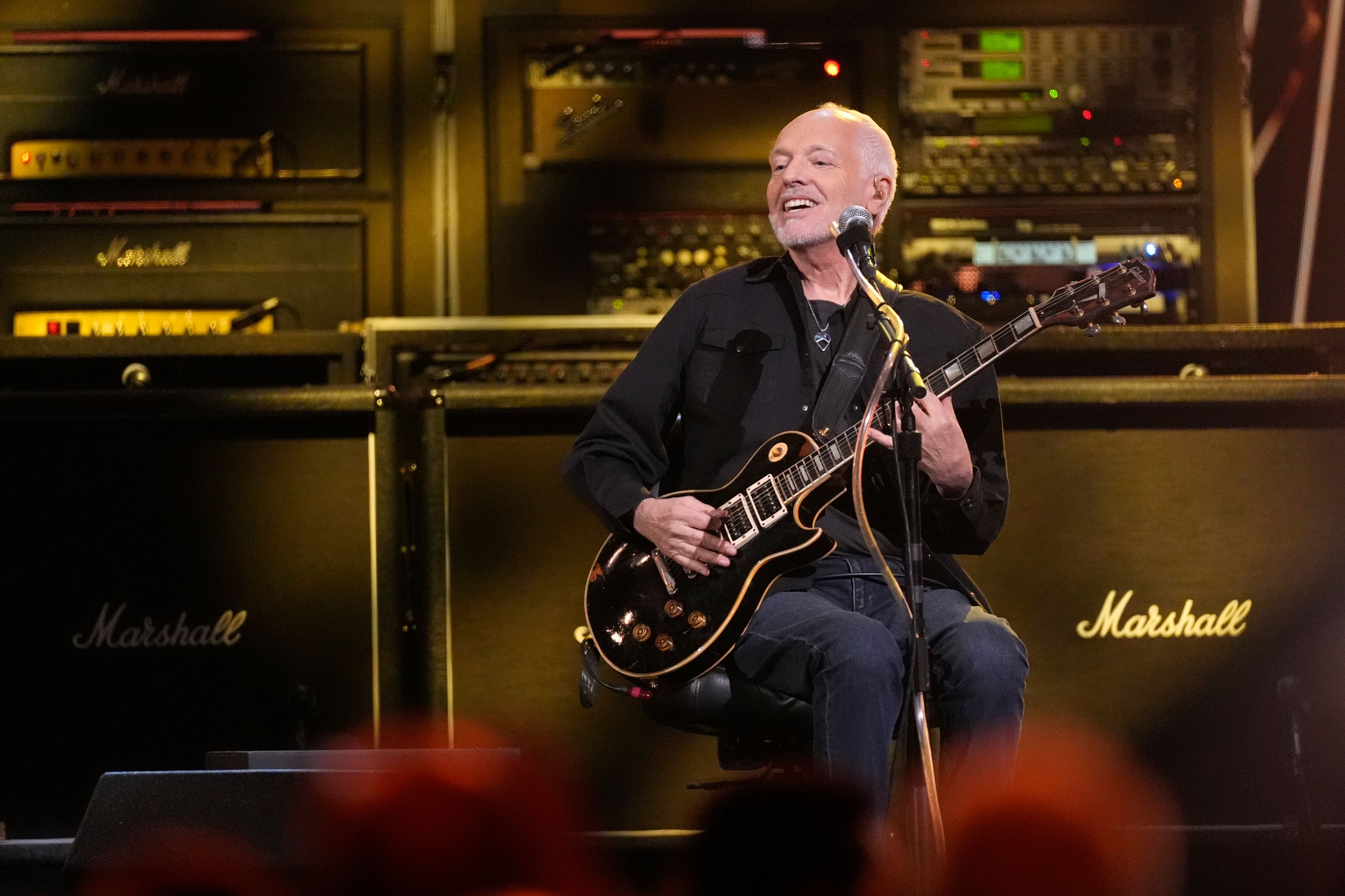 Peter Frampton performs during the 39th Annual Rock & Roll Hall of Fame Induction Ceremony on Saturday, Oct. 19, 2024, at Rocket Mortgage FieldHouse in Cleveland. (AP Photo/Chris Pizzello)