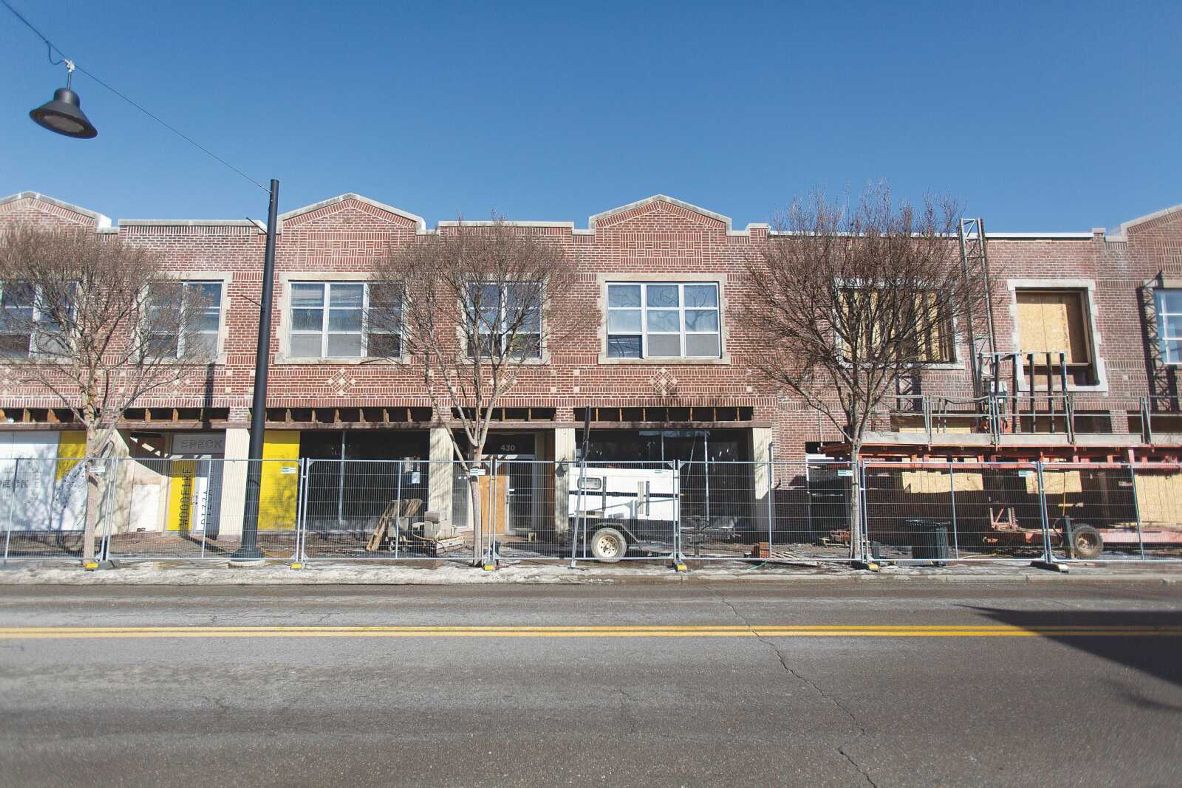 Work continues on the development at 430 Broadway, a mixed-use building that will be home to Speck, among other businesses.