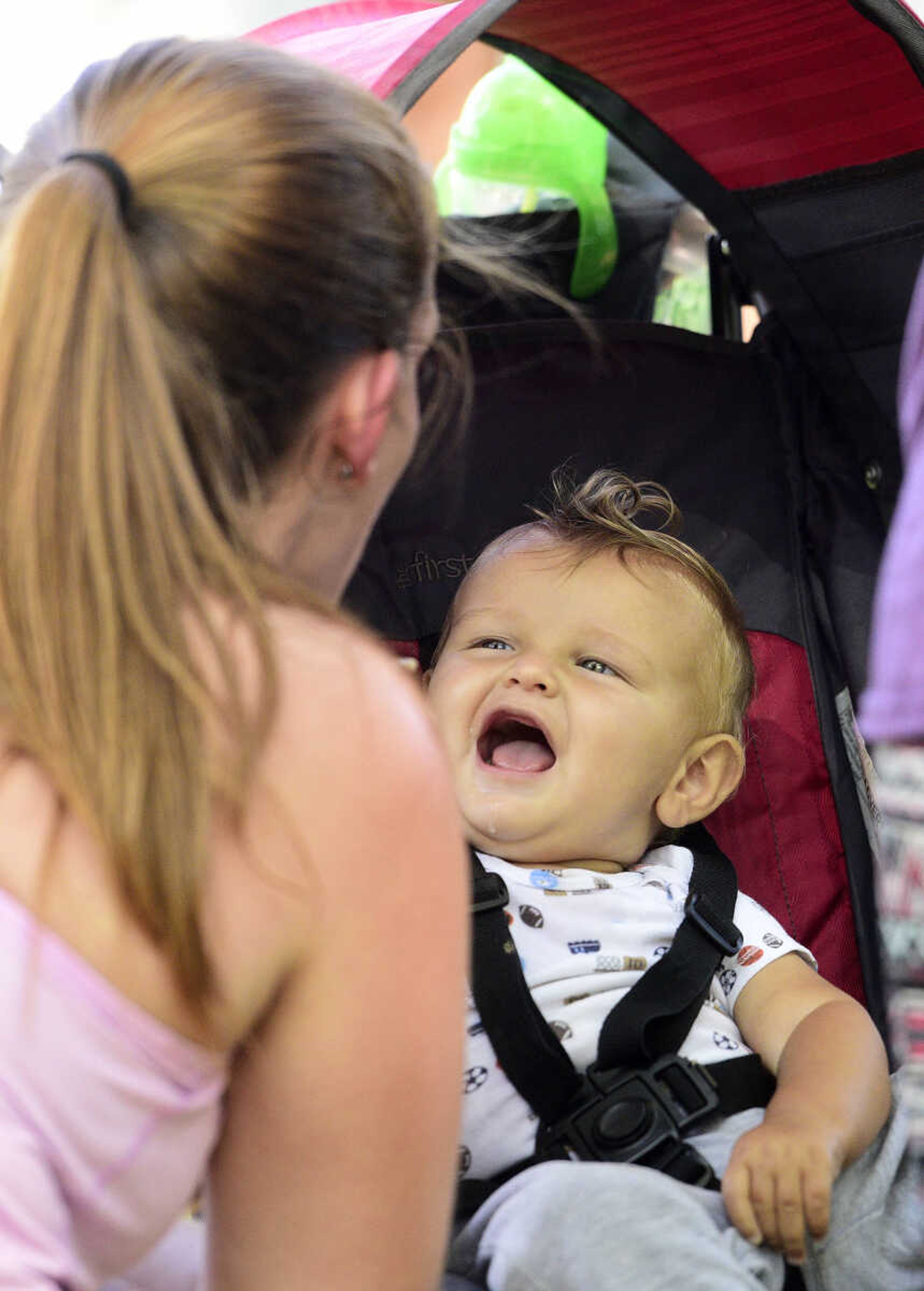 Elliot Gerlach smiles at his aunt, Diane Langenfeld during the first ever St. Jude Heroes Yak 'n Run on Saturday, Aug. 26, 2017, at Trail of Tears State Park. All proceeds from the event support St. Jude Children's Research Hospital