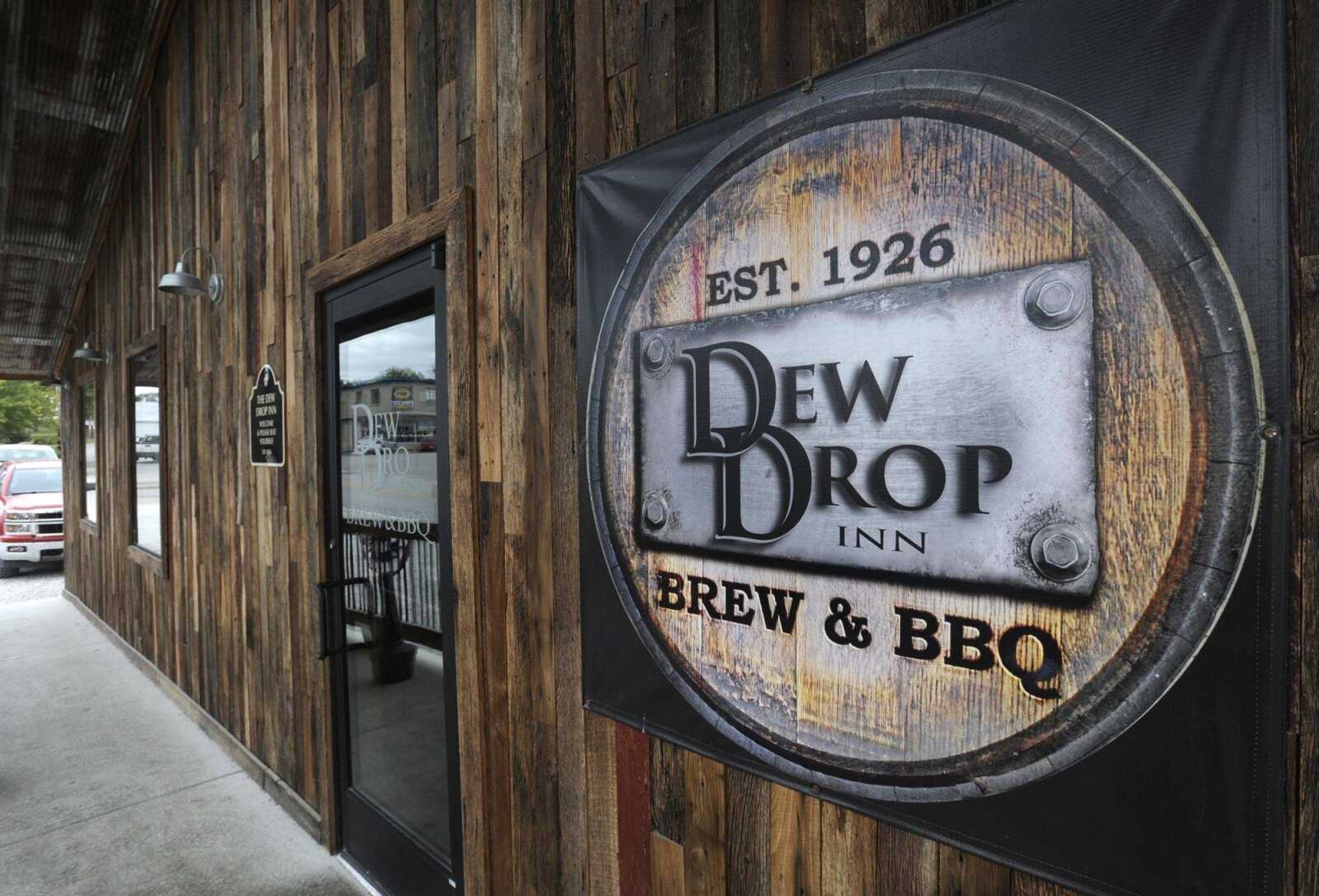 The entrance to the Dew Drop Inn is seen Sept. 12, 2017 in Bloomsdale, Missouri.