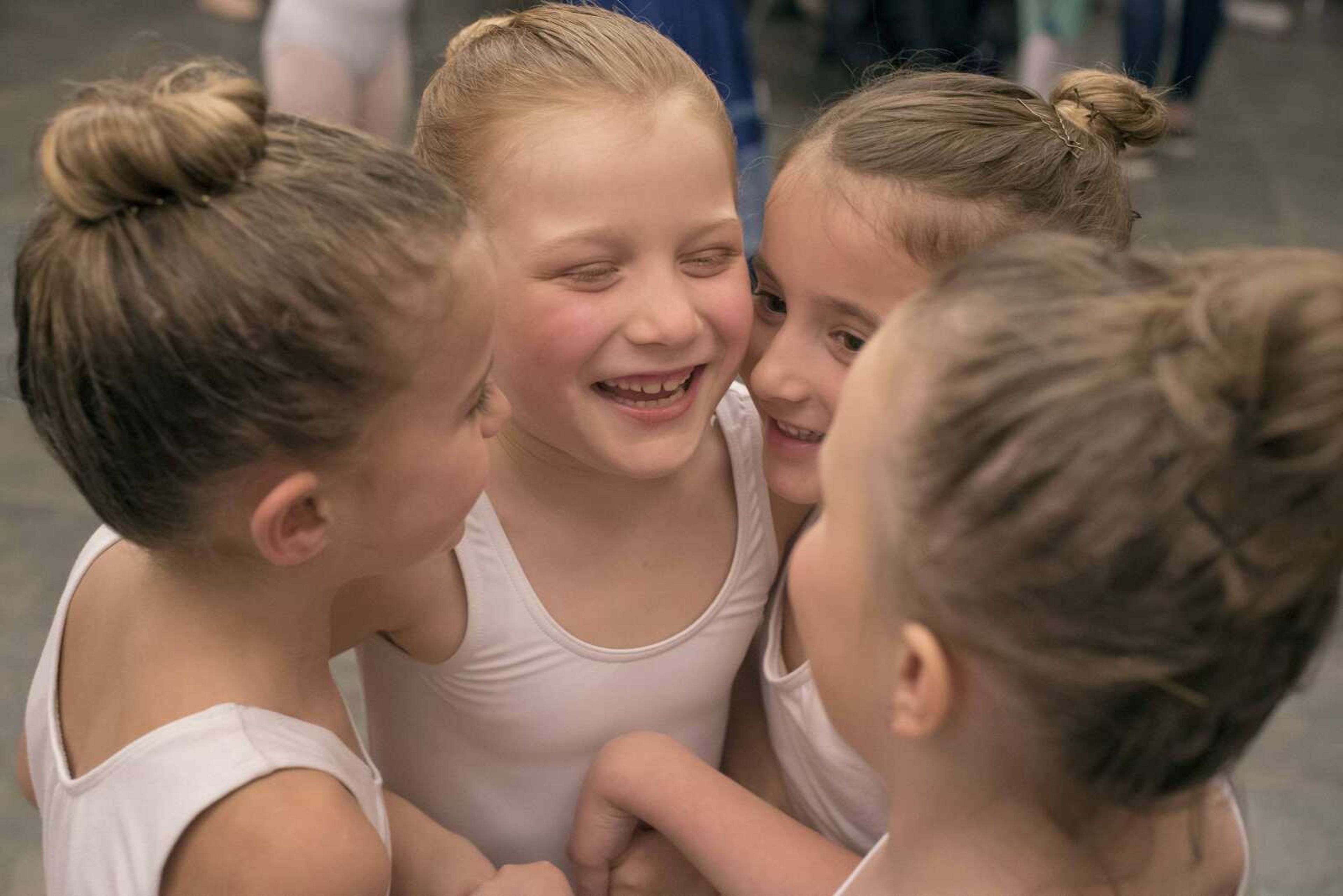 Performers portraying snowflakes dance together before performing with the Moscow Ballet on Tuesday, Dec. 10, 2019, at the Southeast Missouri State University River Campus in Cape Girardeau.