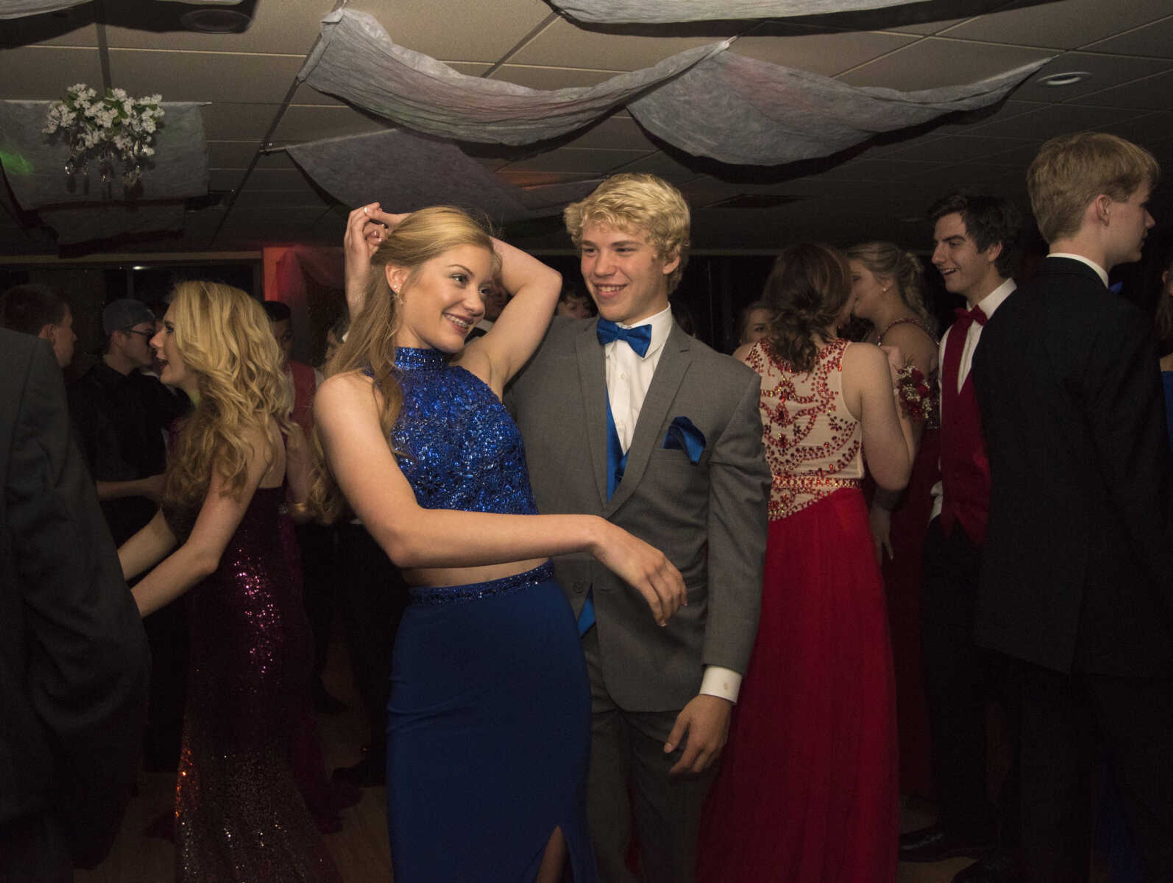 Students dance during the Saxony Lutheran prom Saturday, April 22, 2017 at the Elk's Lodge in Cape Girardeau.