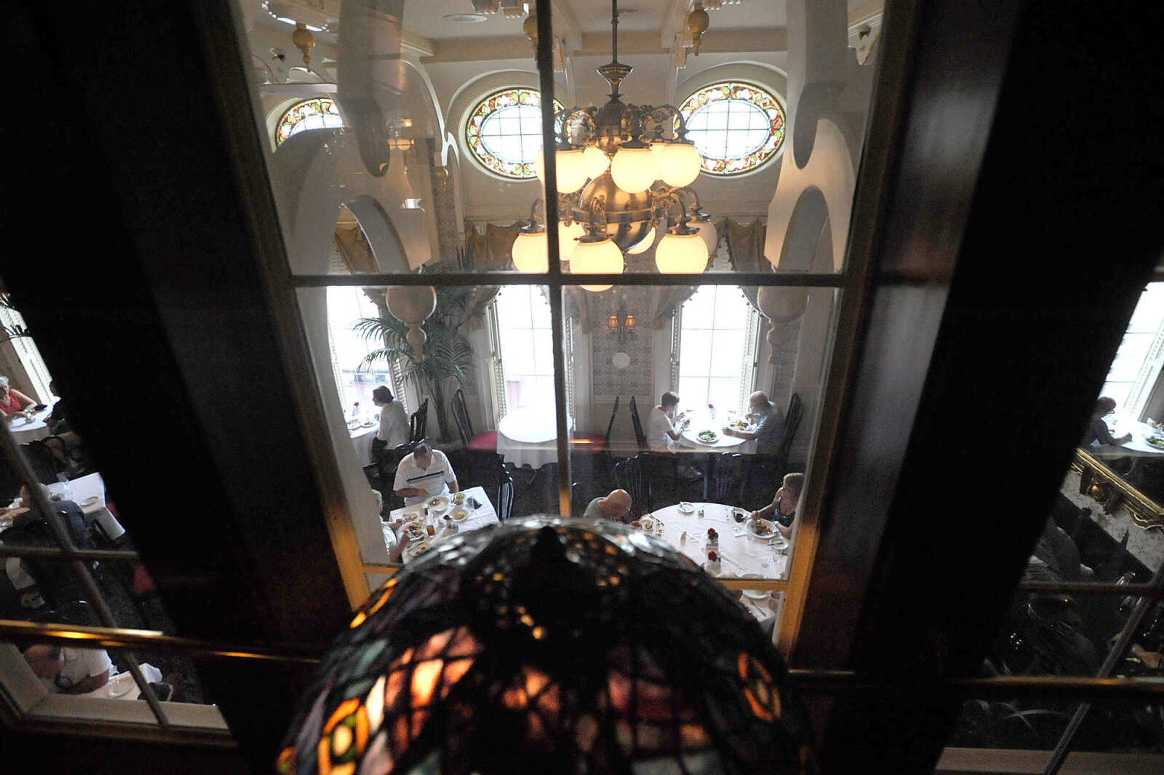 LAURA SIMON ~ lsimon@semissourian.com
A view of the J.M. White dining room on the main deck of the American Queen steamboat Monday, July 2, 2012 as it is docked in downtown Cape Girardeau.