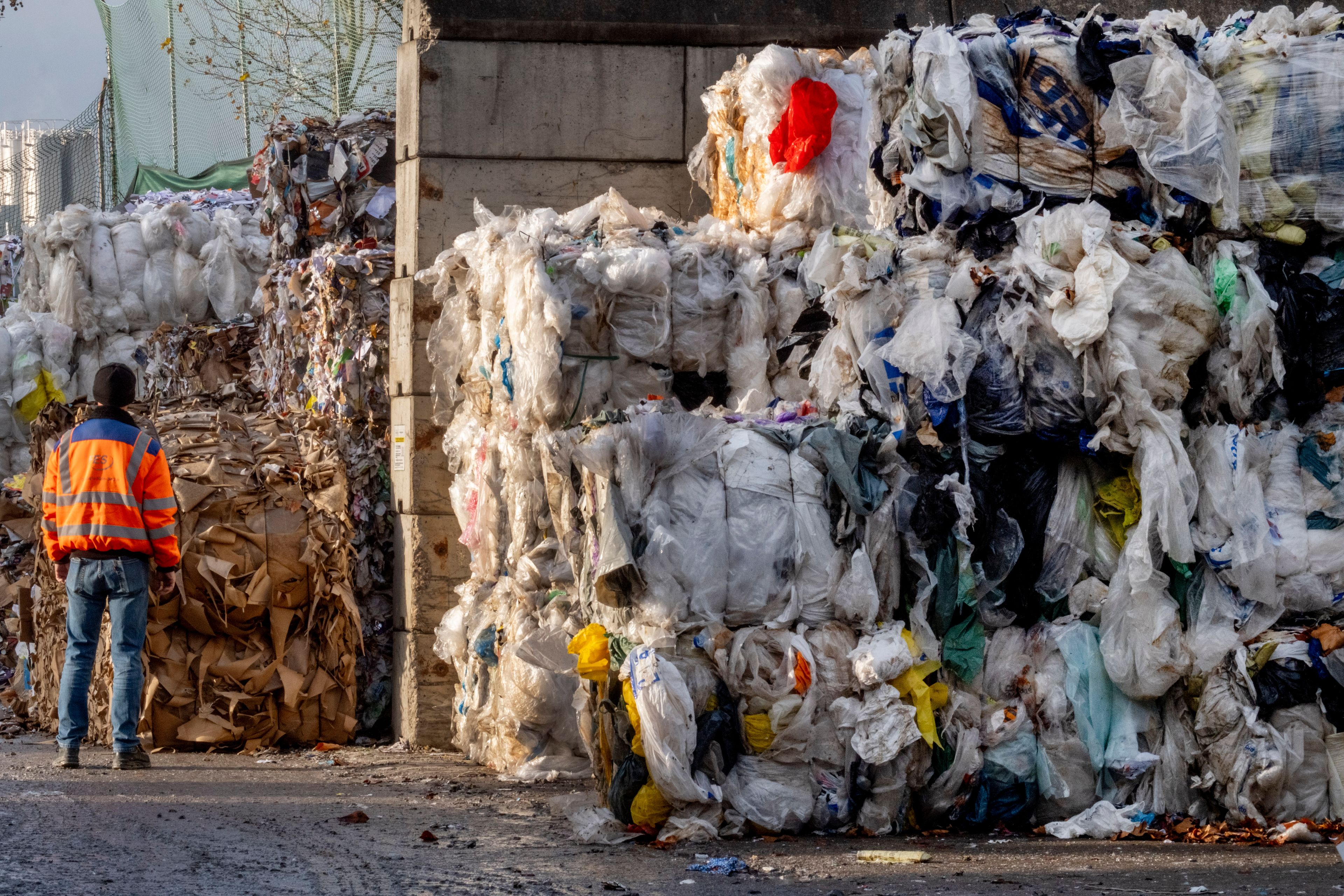 Plastic waste is stored in a recycling centre in Frankfurt, Germany, Wednesday, Nov. 27, 2024. (AP Photo/Michael Probst)