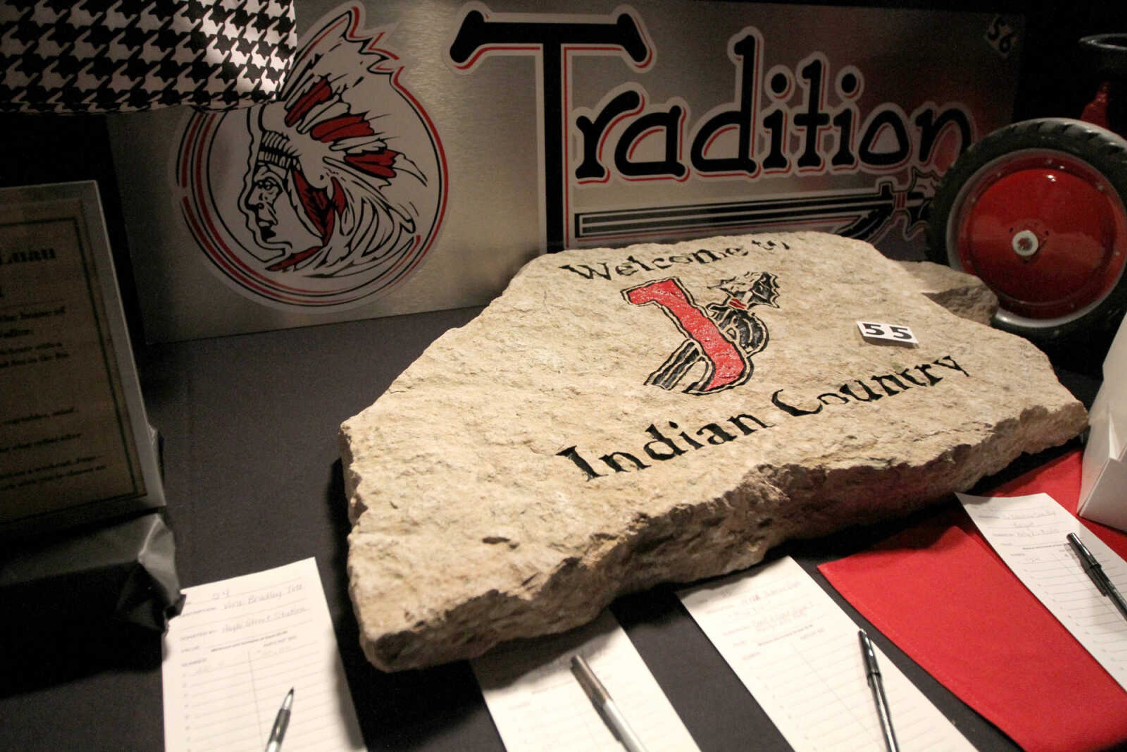 GLENN LANDBERG ~ glandberg@semissourian.com

Silent auction items rest on a table during the Red and Black Affair benefit for the Jackson R-2 Foundation Saturday, Feb. 7, 2015 at the Arena Building.